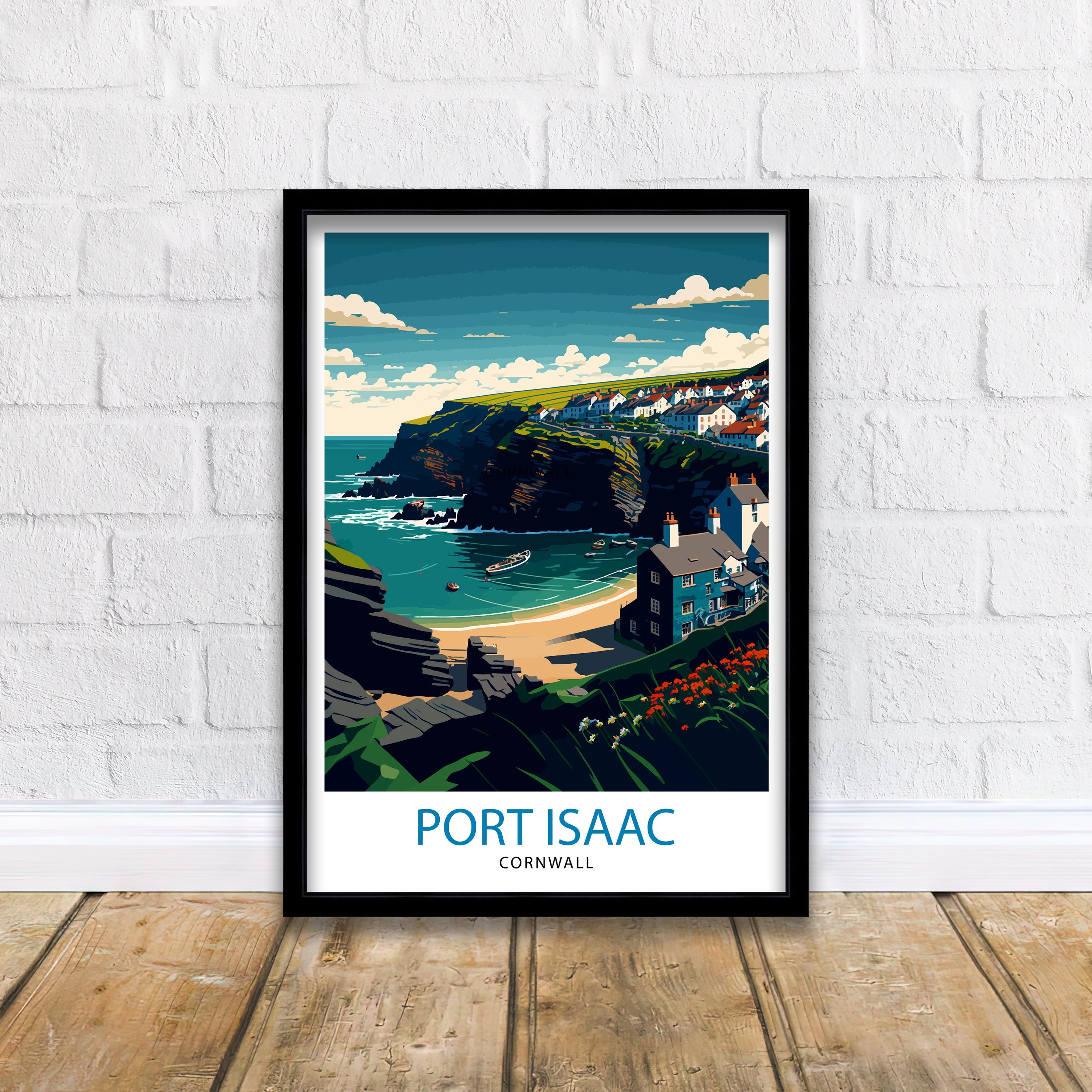 Port Isaac Cornwall Travel Print, Coastal Art