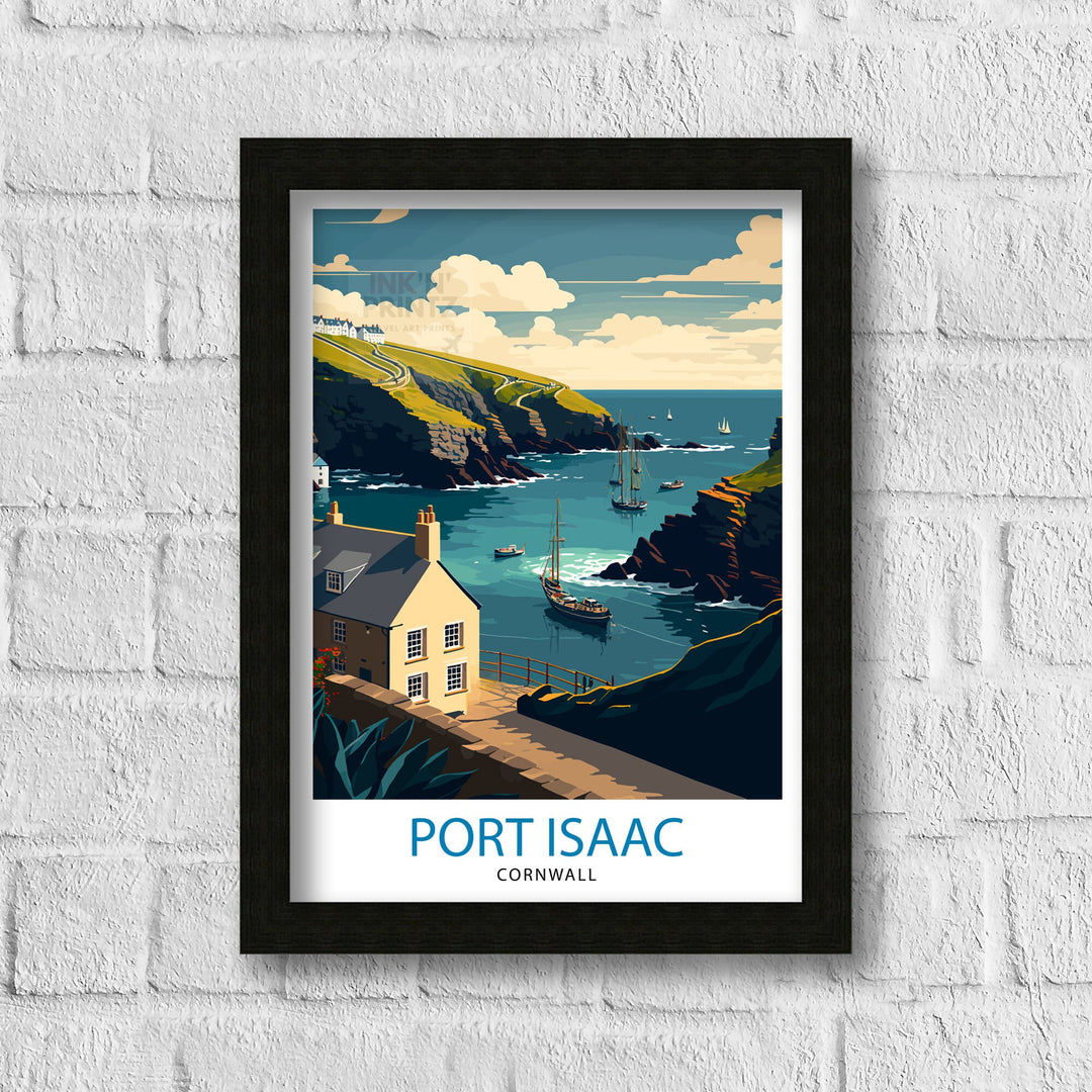 Port Isaac Cornwall Travel Poster Coastal