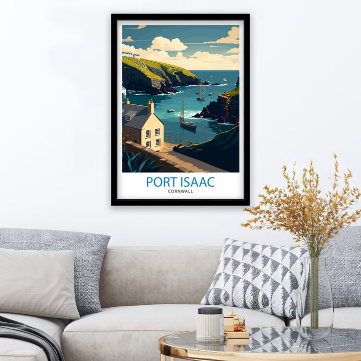 Port Isaac Cornwall Travel Poster Coastal