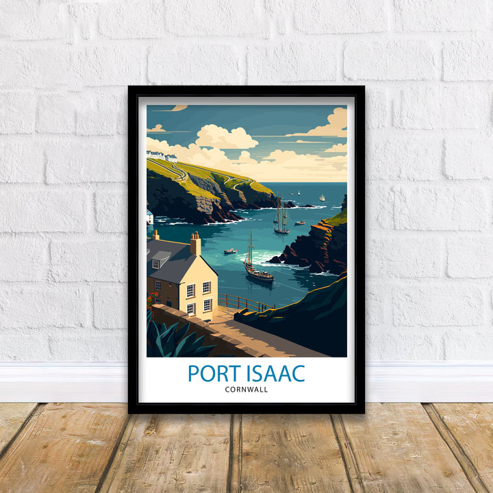 Port Isaac Cornwall Travel Poster Coastal