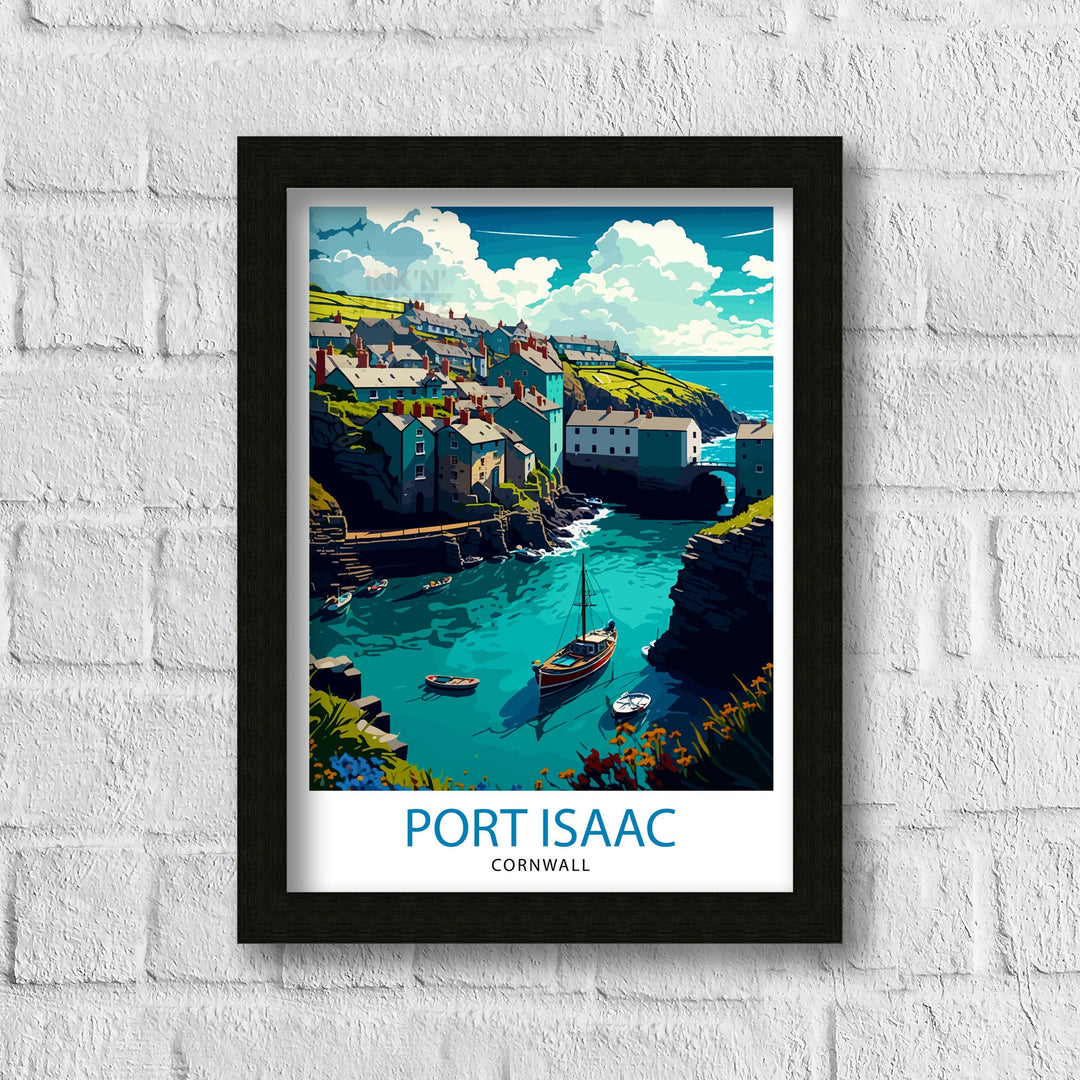 Port Isaac Cornwall Travel Poster Coastal