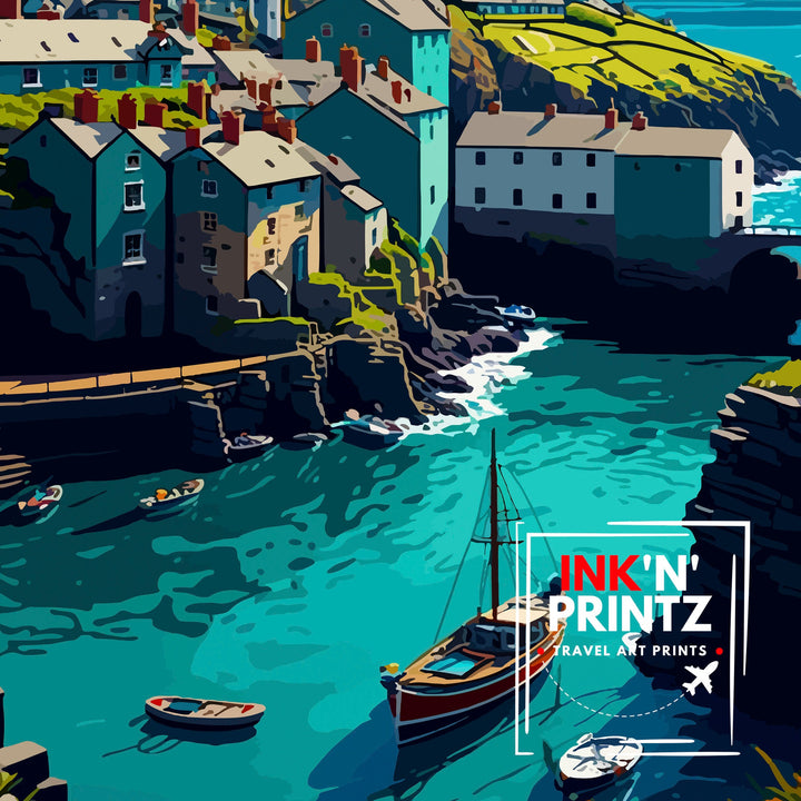 Port Isaac Cornwall Travel Poster Coastal