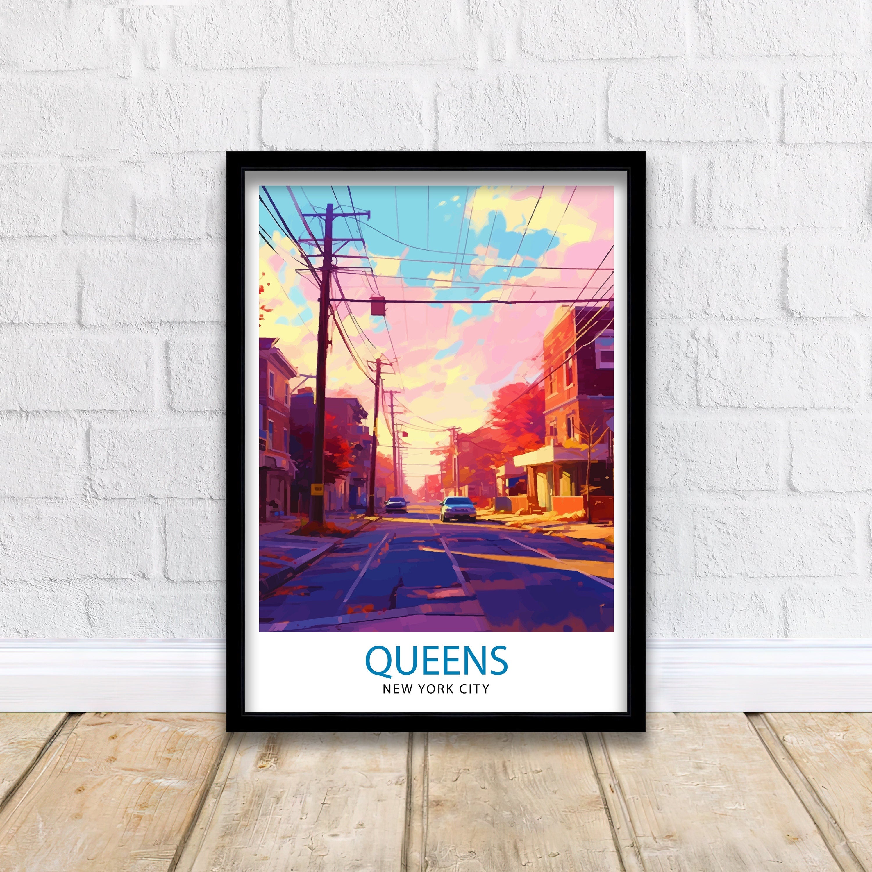 Queens, New York City Travel Print| Queens Wall Decor Queens Poster NYC Travel Prints Queens Art Print Queens Illustration Queens Wall Art