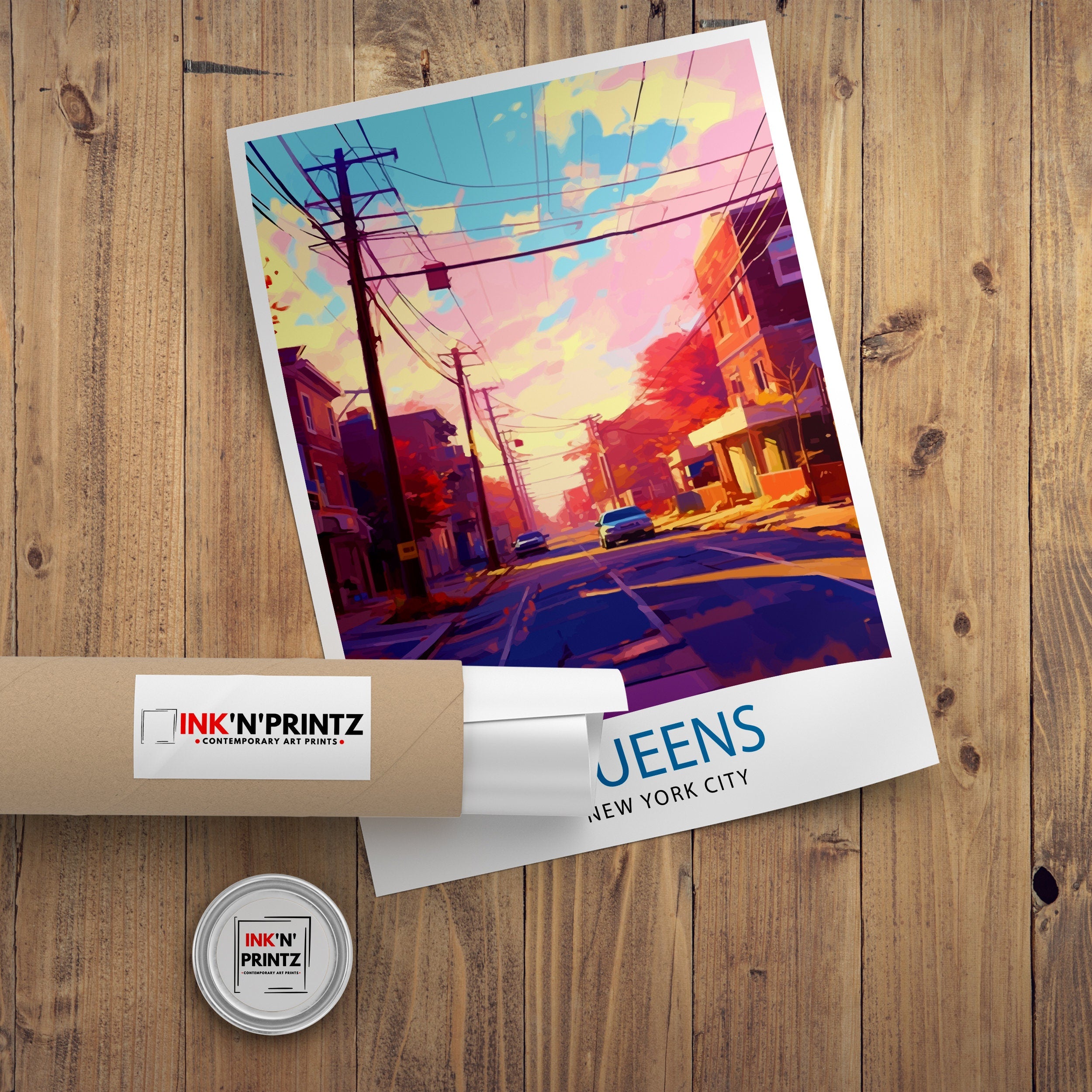 Queens, New York City Travel Print| Queens Wall Decor Queens Poster NYC Travel Prints Queens Art Print Queens Illustration Queens Wall Art