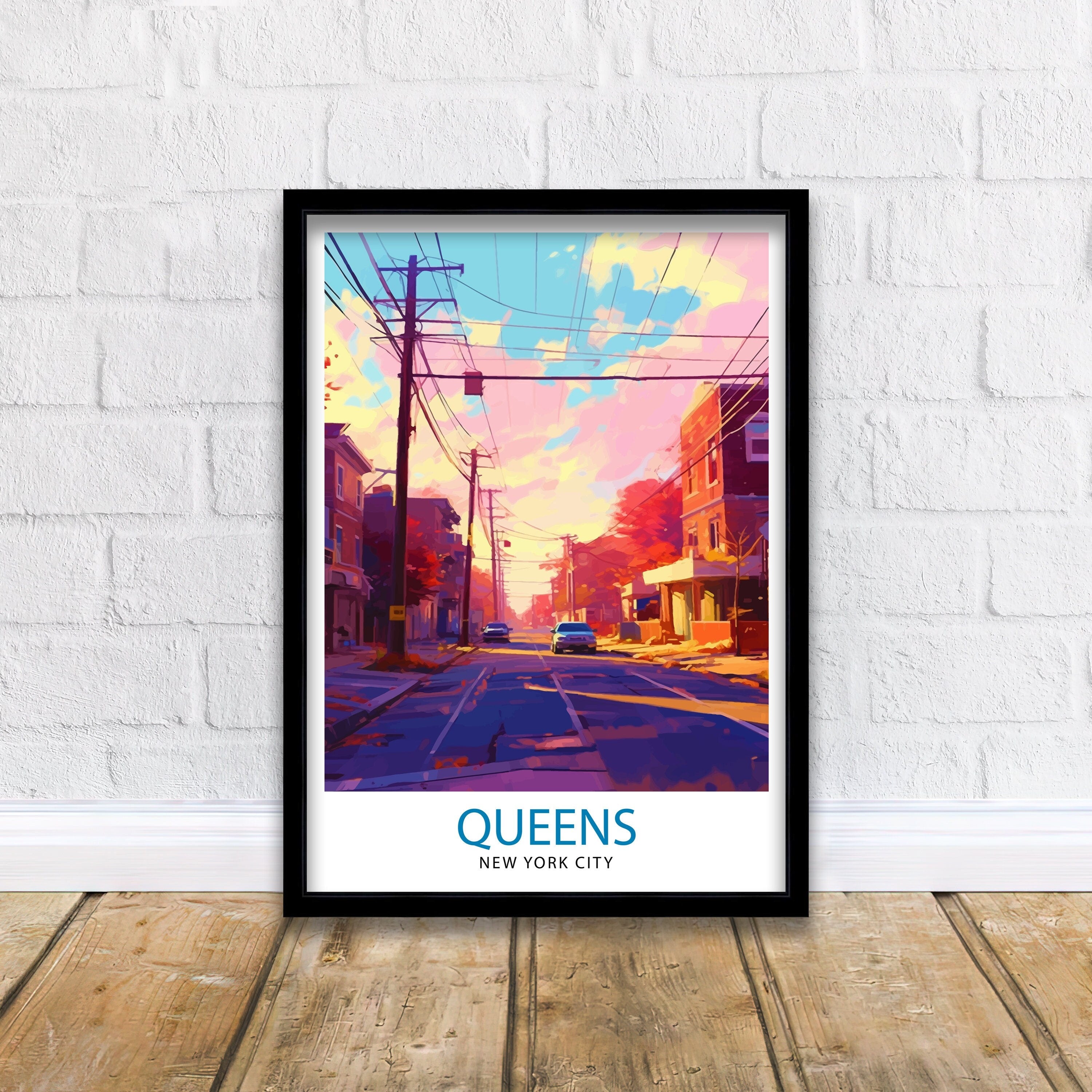 Queens, New York City Travel Print| Queens Wall Decor Queens Poster NYC Travel Prints Queens Art Print Queens Illustration Queens Wall Art