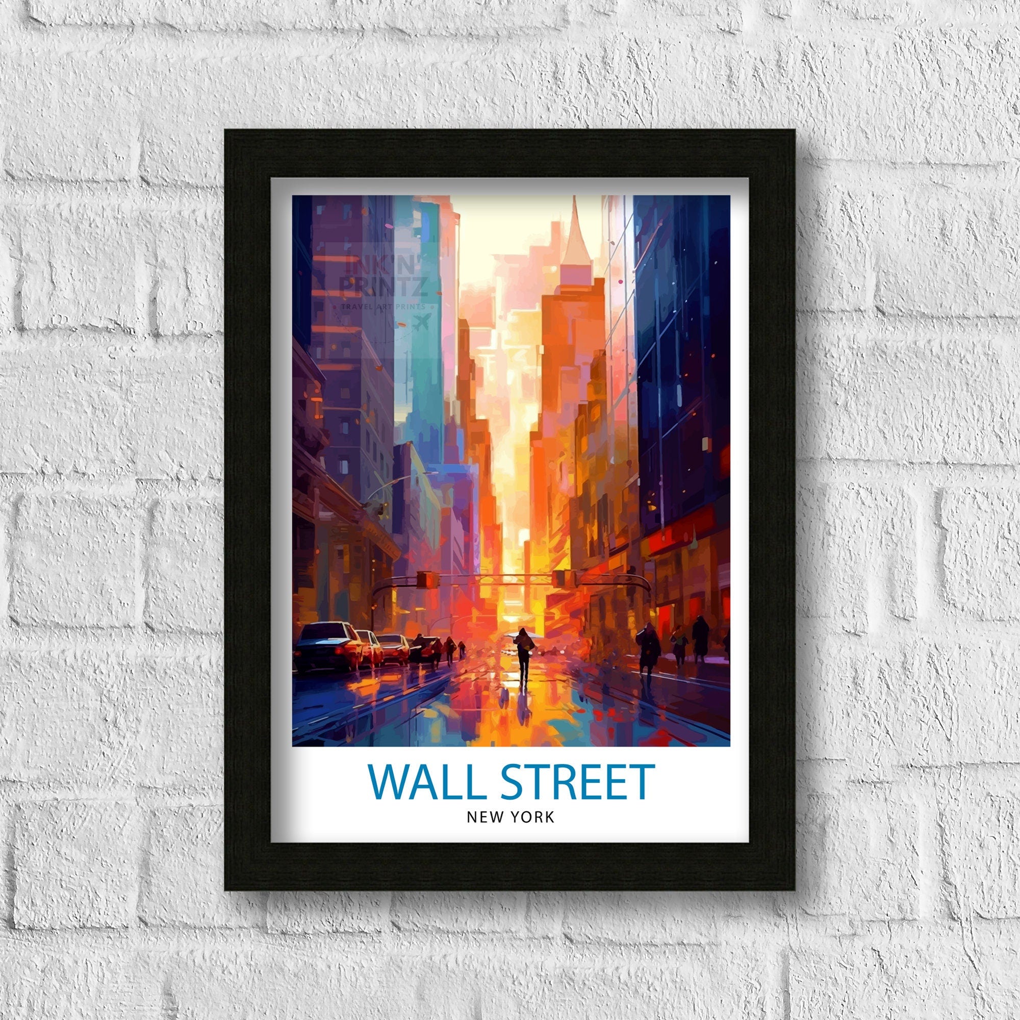 Wall Street New York City Print| Financial District Wall Decor Wall Street Poster NYC Travel Prints New York City Art Print Wall Street