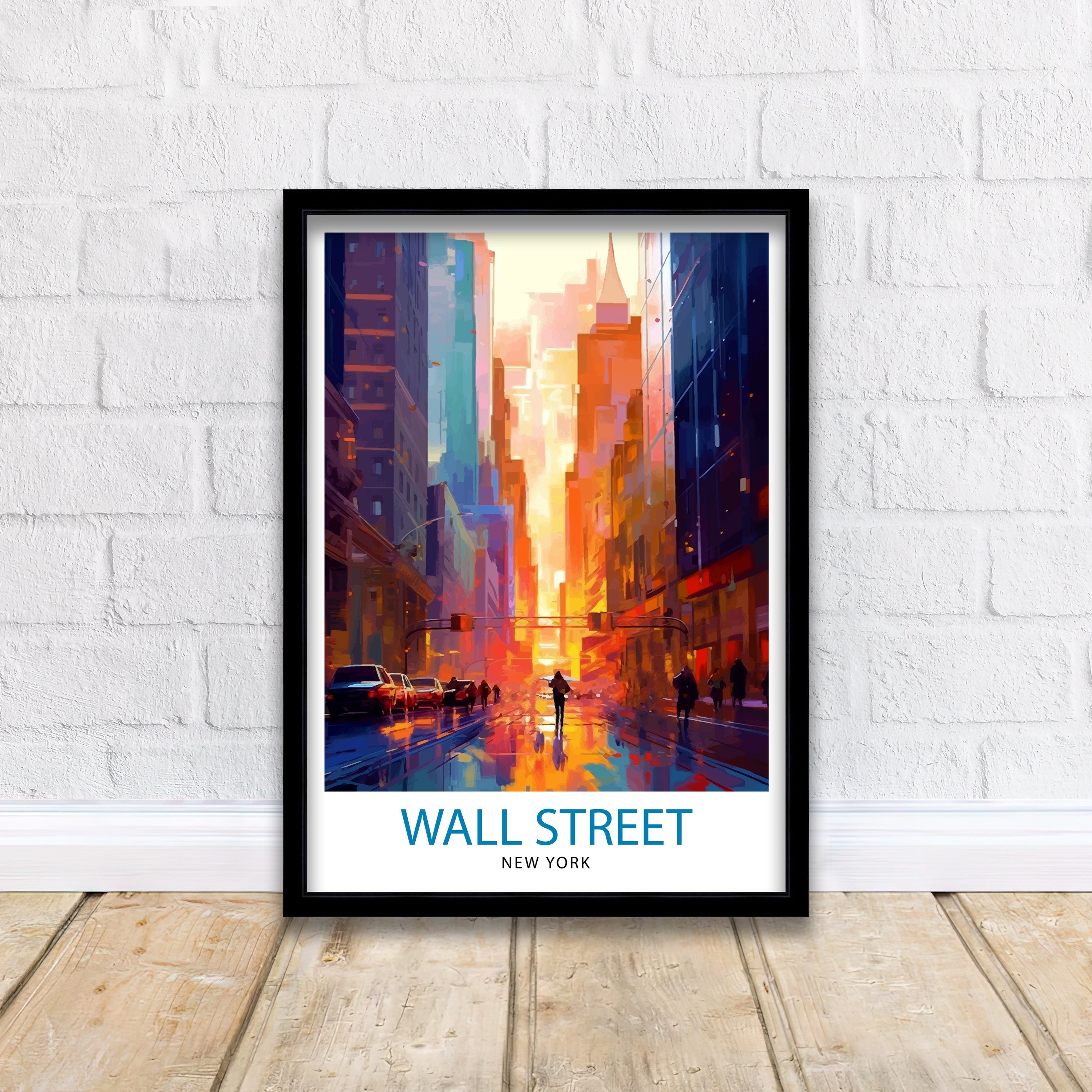 Wall Street New York City Print| Financial District Wall Decor Wall Street Poster NYC Travel Prints New York City Art Print Wall Street