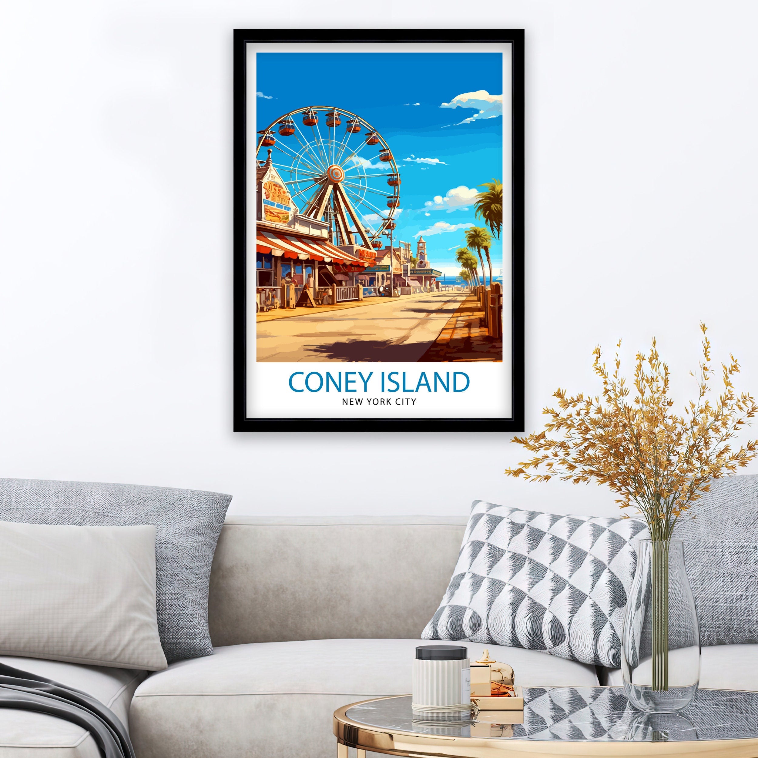 Coney Island Travel Print| - Coney Island Wall Decor Coney Island Poster New York Travel Prints Coney Island Art Print Coney Island