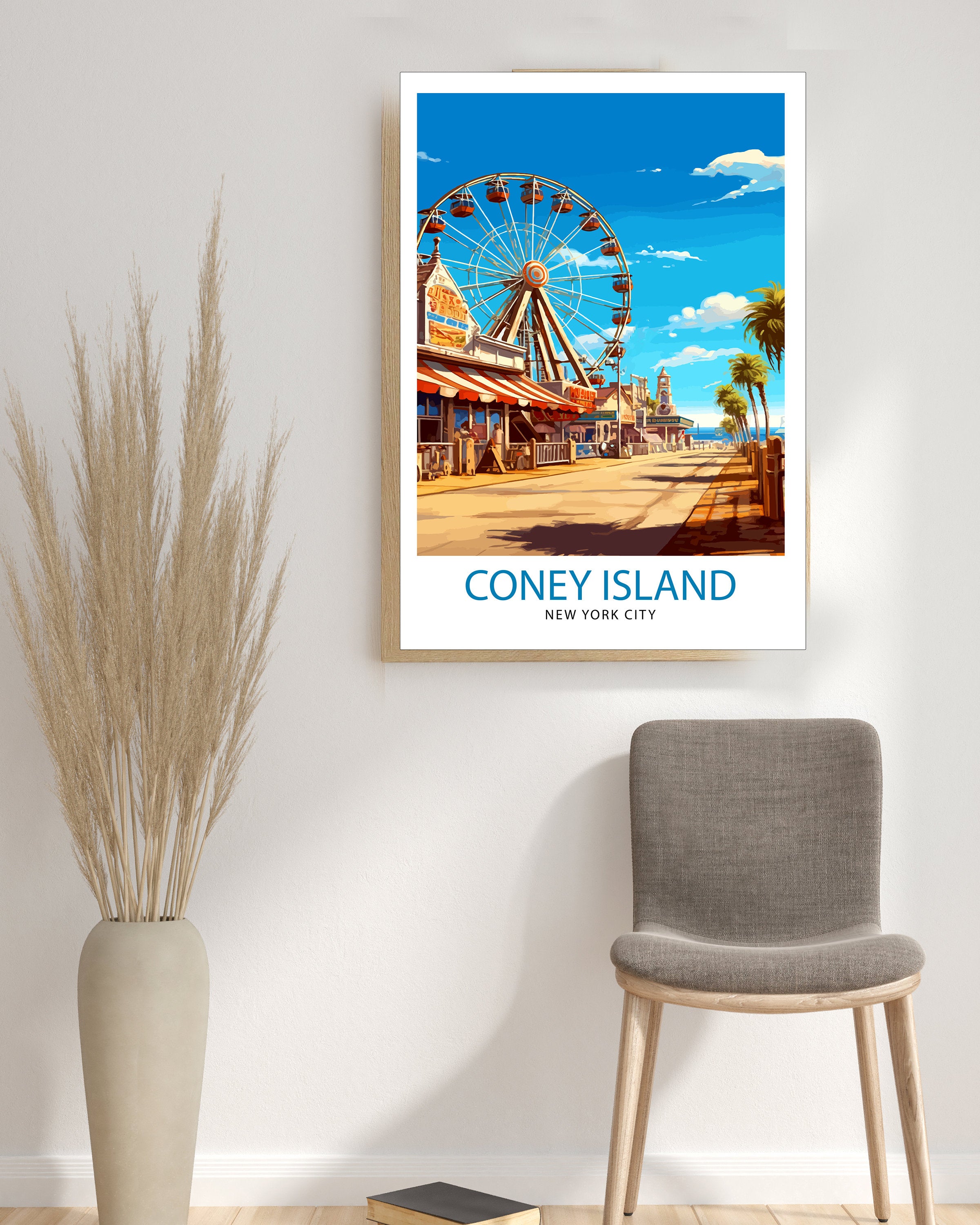 Coney Island Travel Print| - Coney Island Wall Decor Coney Island Poster New York Travel Prints Coney Island Art Print Coney Island