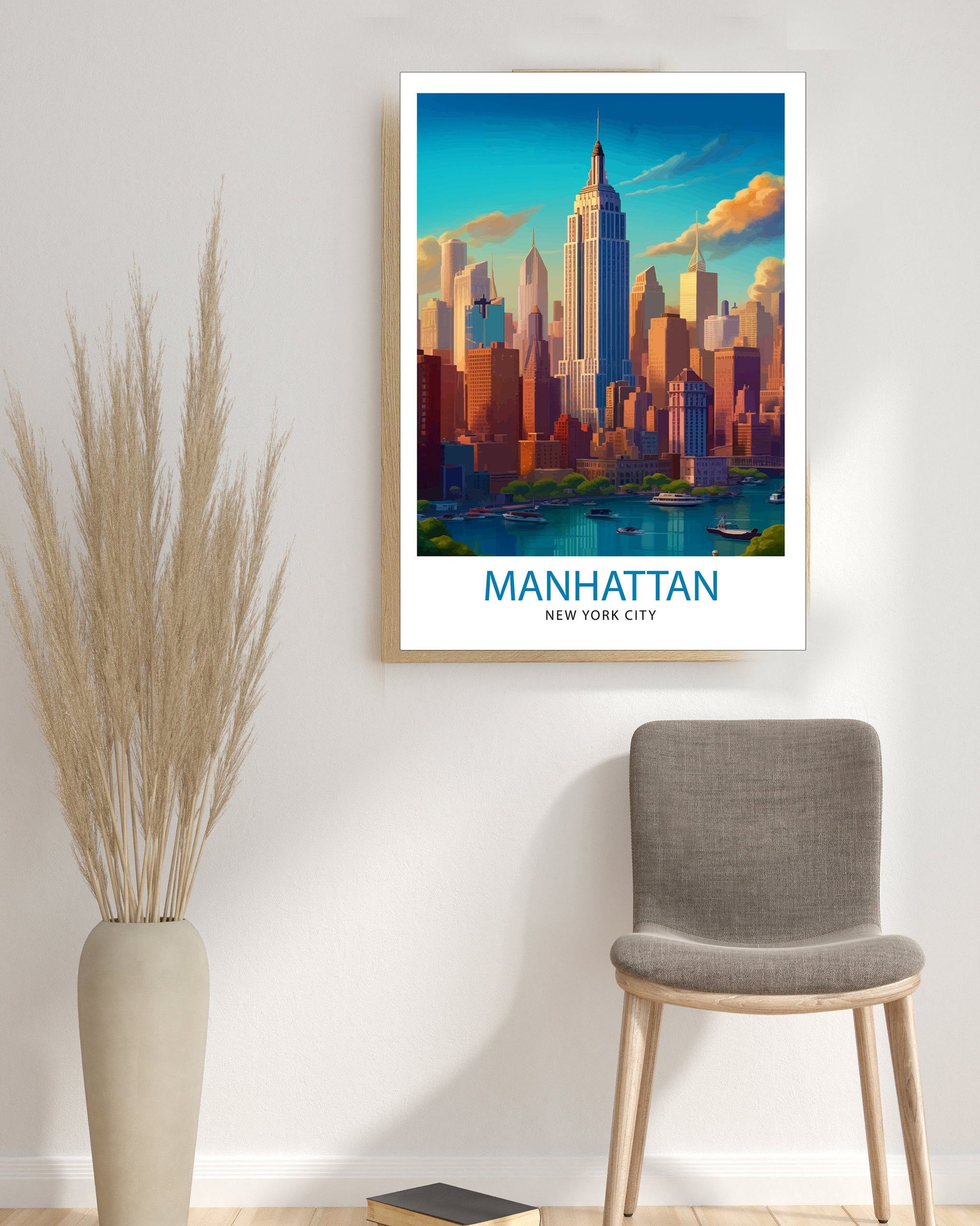 Manhattan Travel Print| Manhattan Wall Decor Manhattan Poster New York City Travel Prints Manhattan Art Print Manhattan Illustration