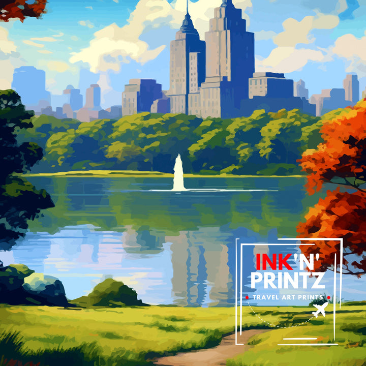 Central Park New York Travel Poster