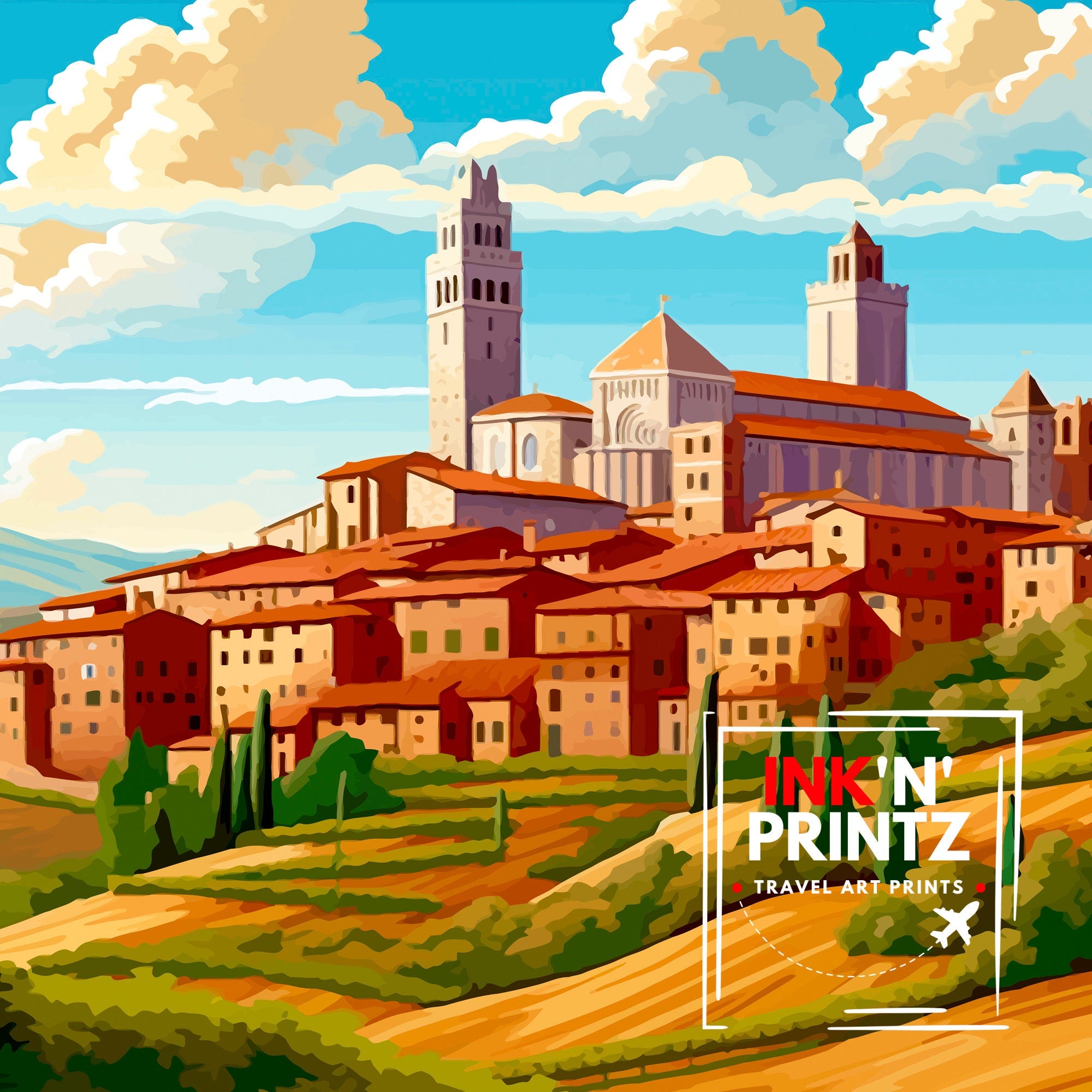 Siena Italy Art Print, Tuscany Travel Poster
