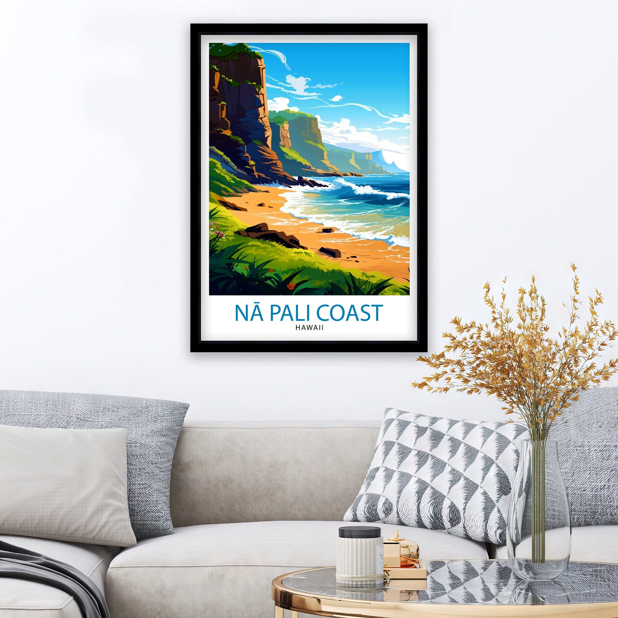Na Pali Coast Travel Print Na Pali Coast Wall Decor Na Pali Coast Poster Hawaii Travel Prints Na Pali Coast Art Print Na Pali Coast