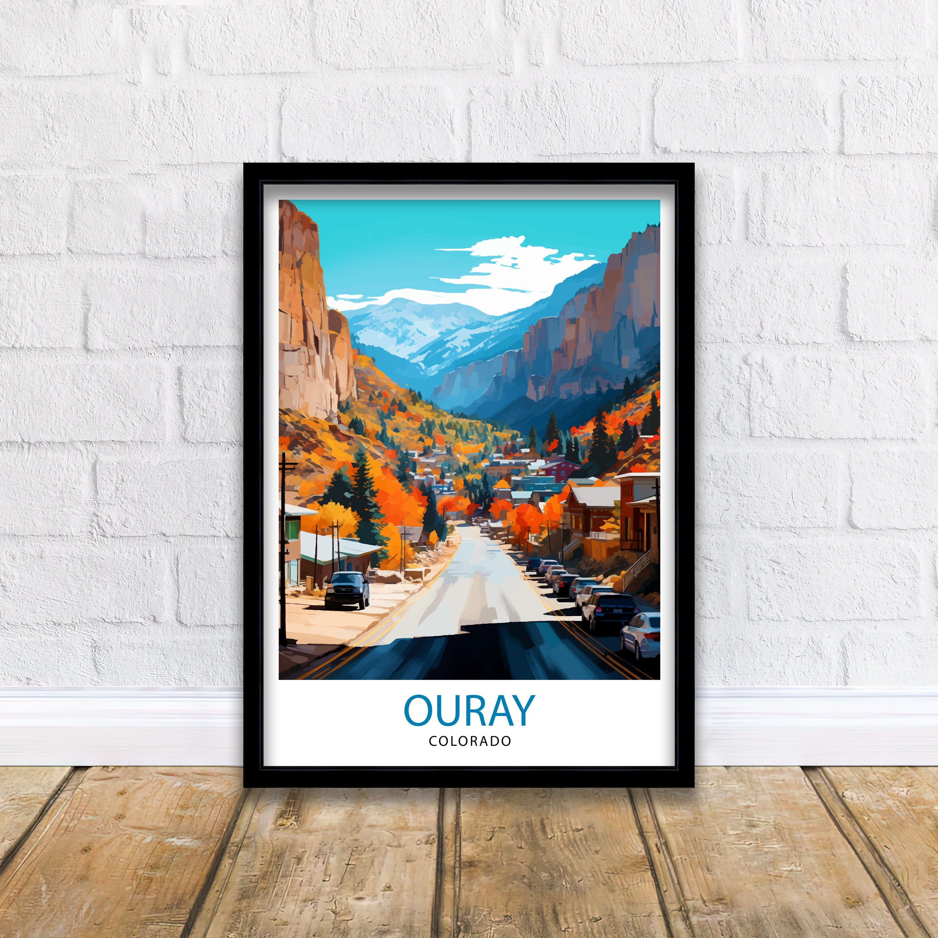 Ouray Colorado Travel Print Rocky Mountain Wall Decor Ouray Poster Colorado Travel Prints Ouray Art Print Scenic Mountain Illustration