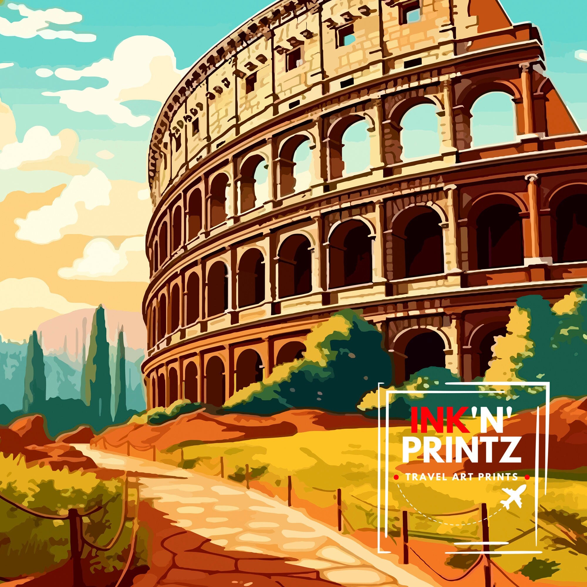 Rome Italy Travel Print Rome Wall Decor Rome Poster Italy Travel Prints Rome Art Print Rome Illustration Rome Wall Art Italy Print
