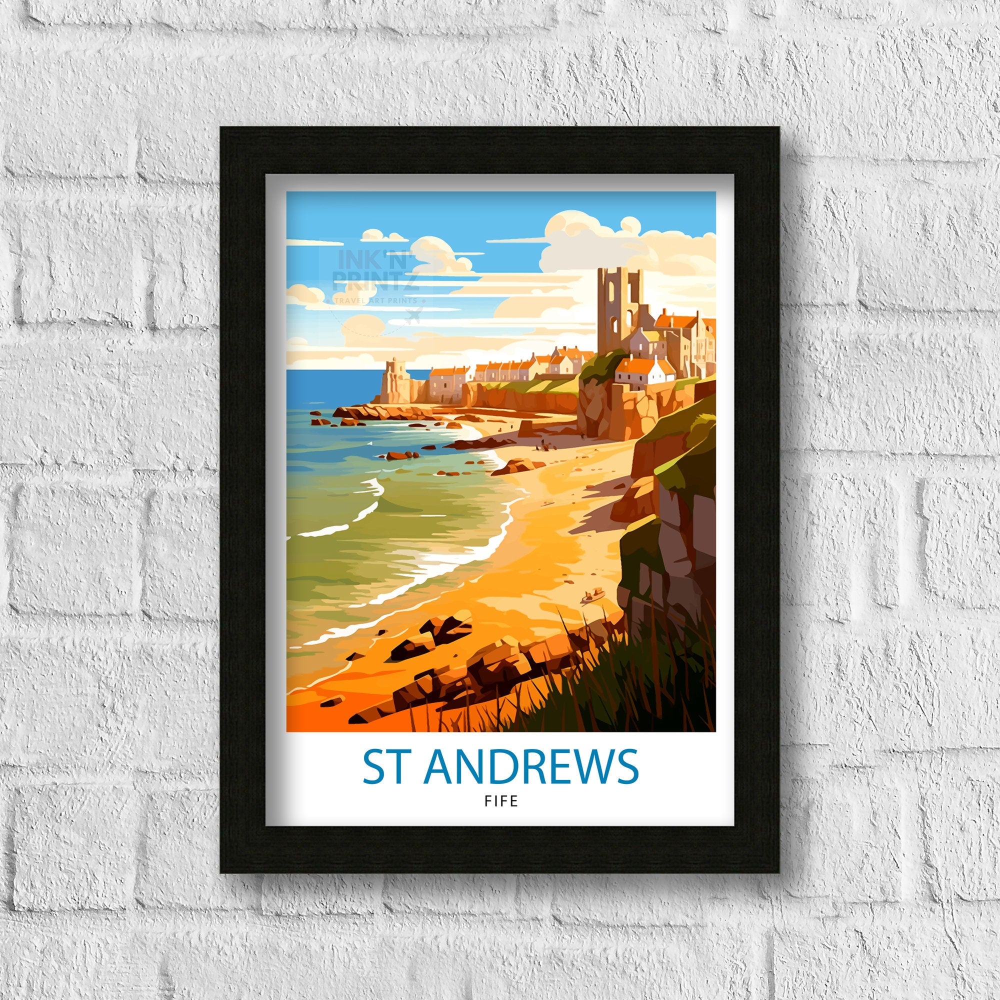 St Andrews Fife Travel Print St Andrews Wall Decor St Andrews Poster Scotland Travel Prints St Andrews Art Print St Andrews Illustration