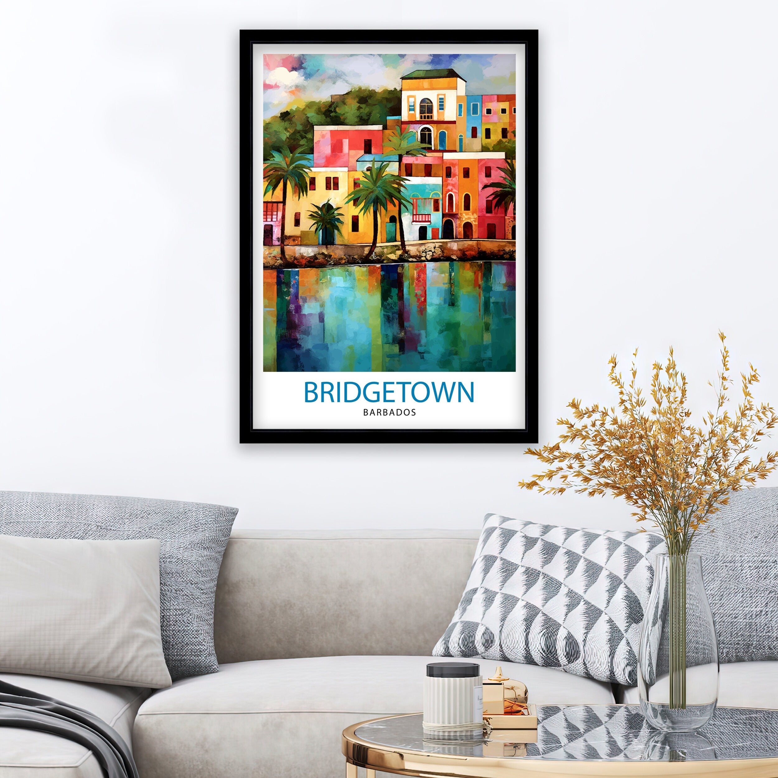Bridgetown Barbados Travel Print Bridgetown Wall Decor Bridgetown Poster Barbados Travel Prints Bridgetown Art Print Bridgetown Illustration