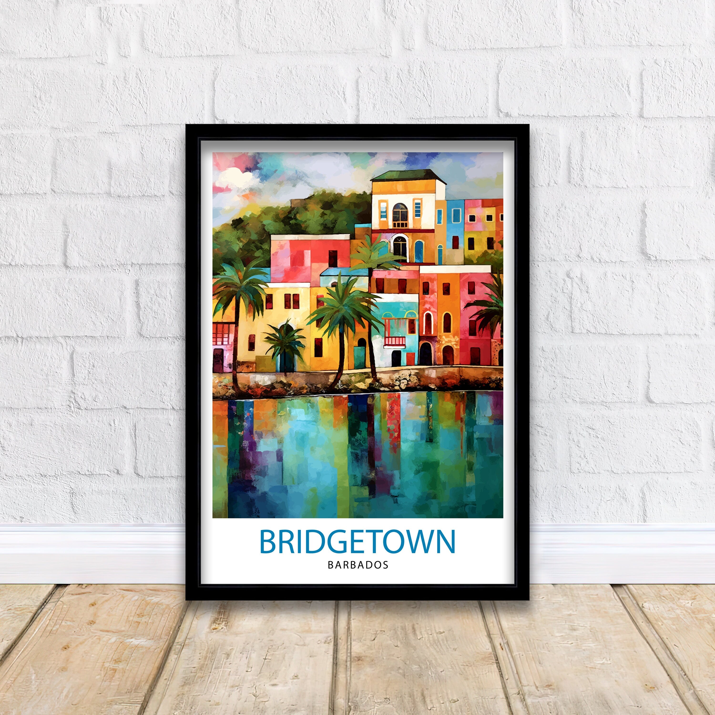 Bridgetown Barbados Travel Print Bridgetown Wall Decor Bridgetown Poster Barbados Travel Prints Bridgetown Art Print Bridgetown Illustration