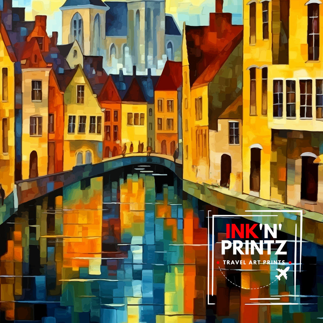 Ghent Belgium Travel Poster Ghent