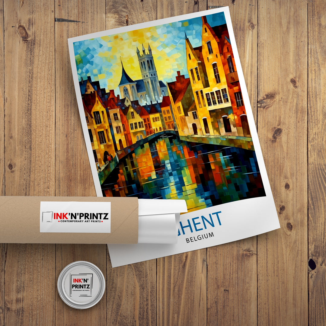 Ghent Belgium Travel Poster Ghent