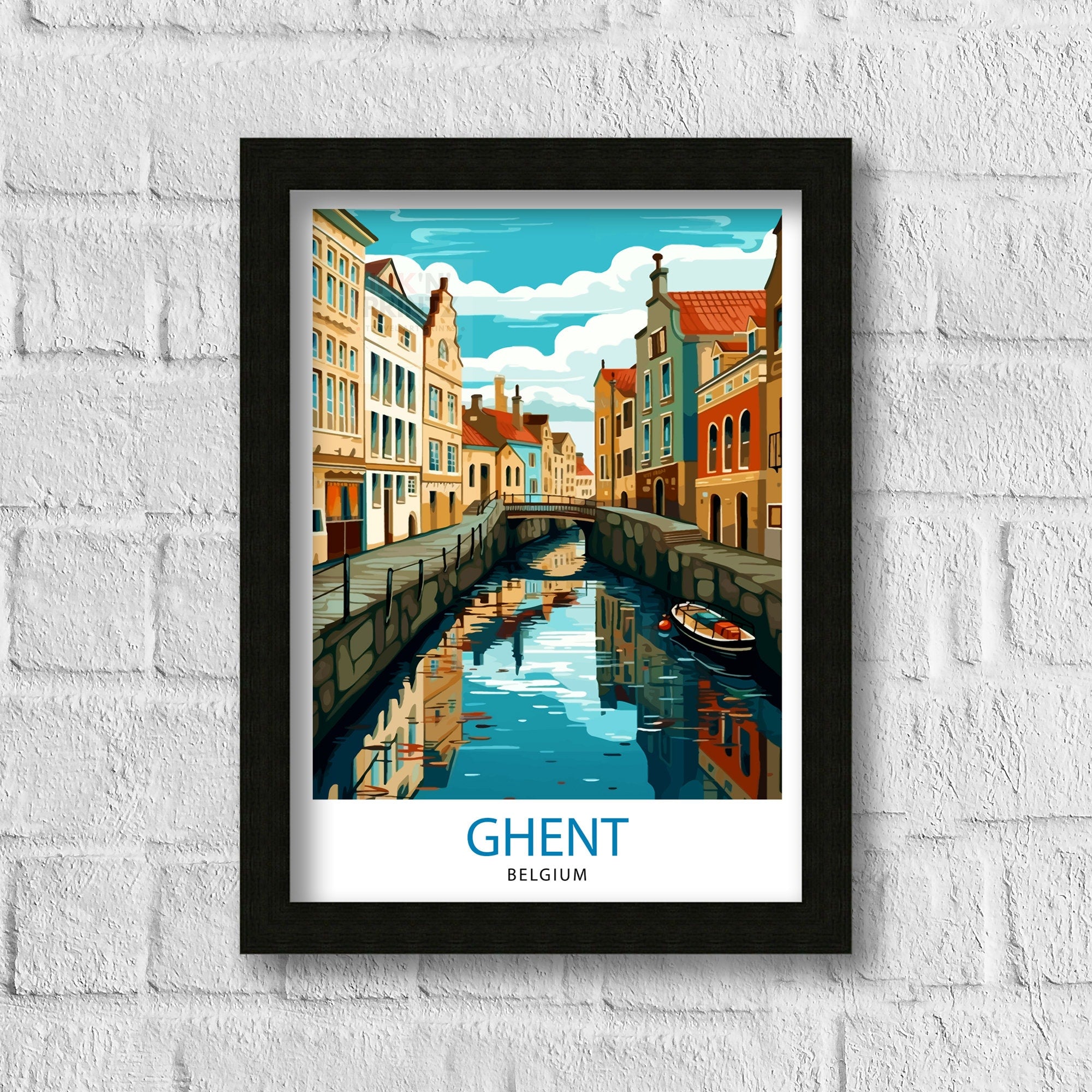 Ghent Belgium Travel Print Ghent Wall Decor Ghent Poster Belgium Travel Prints Ghent Art Print Ghent Illustration Ghent Wall Art Belgium