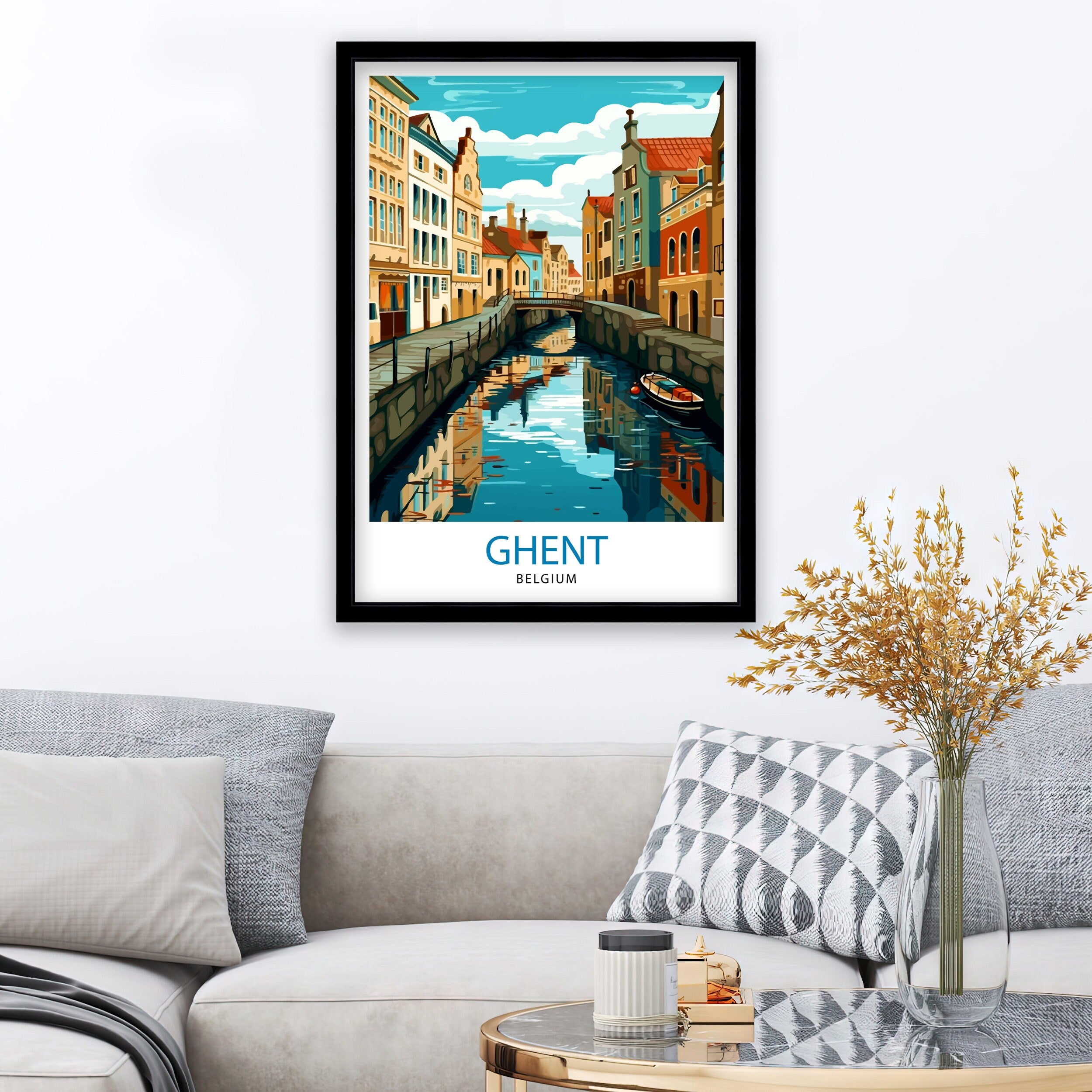 Ghent Belgium Travel Print Ghent Wall Decor Ghent Poster Belgium Travel Prints Ghent Art Print Ghent Illustration Ghent Wall Art Belgium