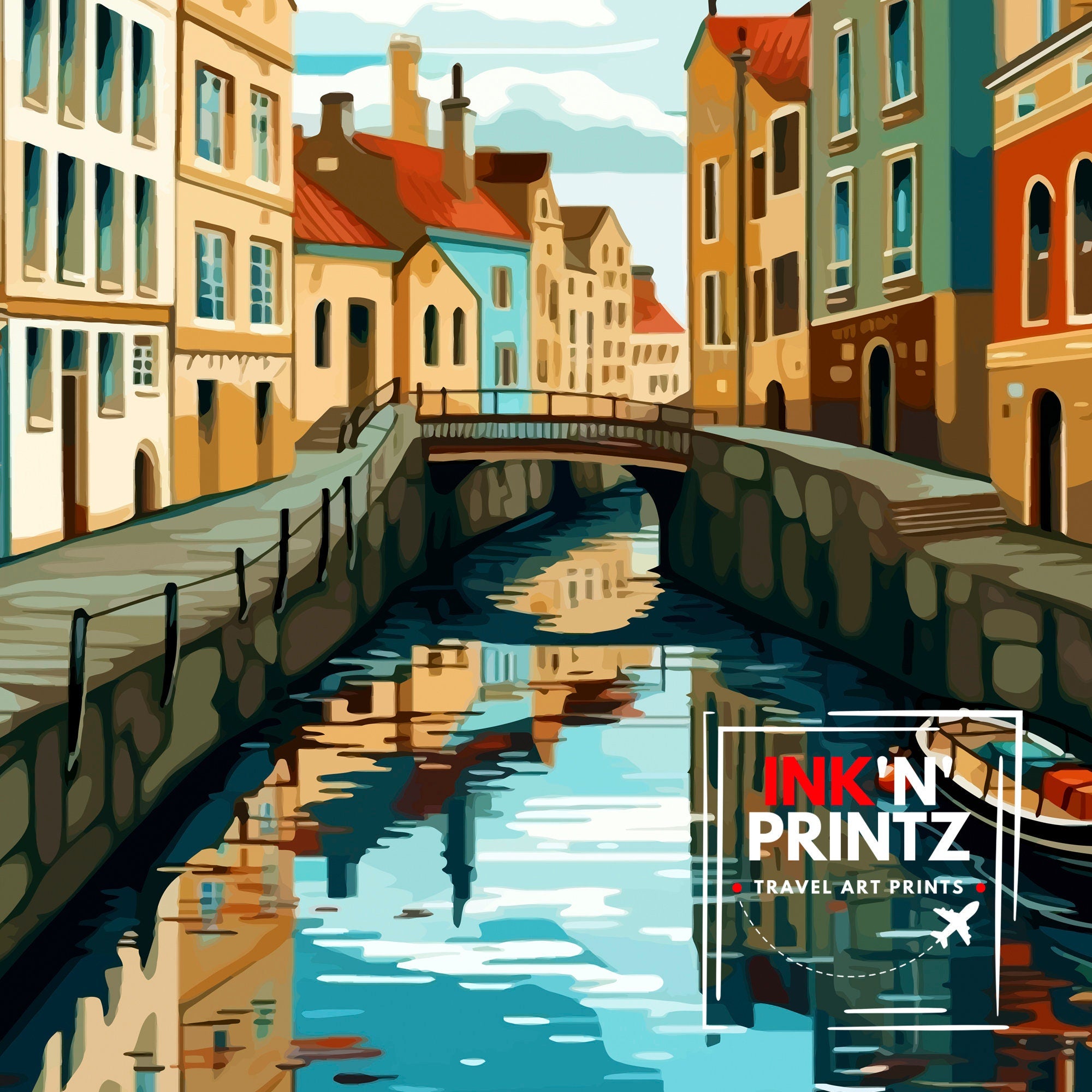 Ghent Belgium Travel Print Ghent Wall Decor Ghent Poster Belgium Travel Prints Ghent Art Print Ghent Illustration Ghent Wall Art Belgium