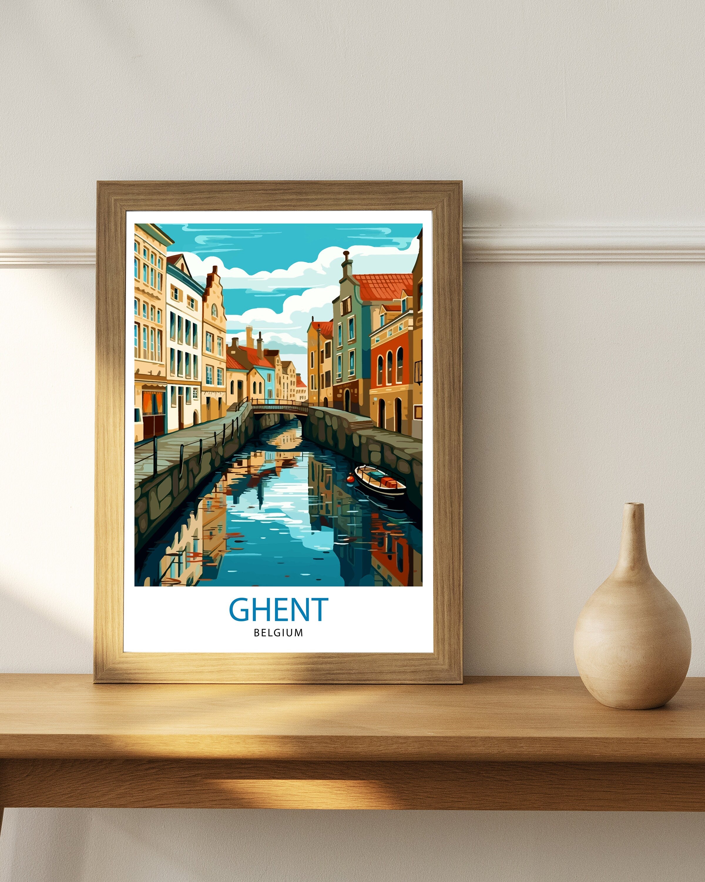 Ghent Belgium Travel Print Ghent Wall Decor Ghent Poster Belgium Travel Prints Ghent Art Print Ghent Illustration Ghent Wall Art Belgium