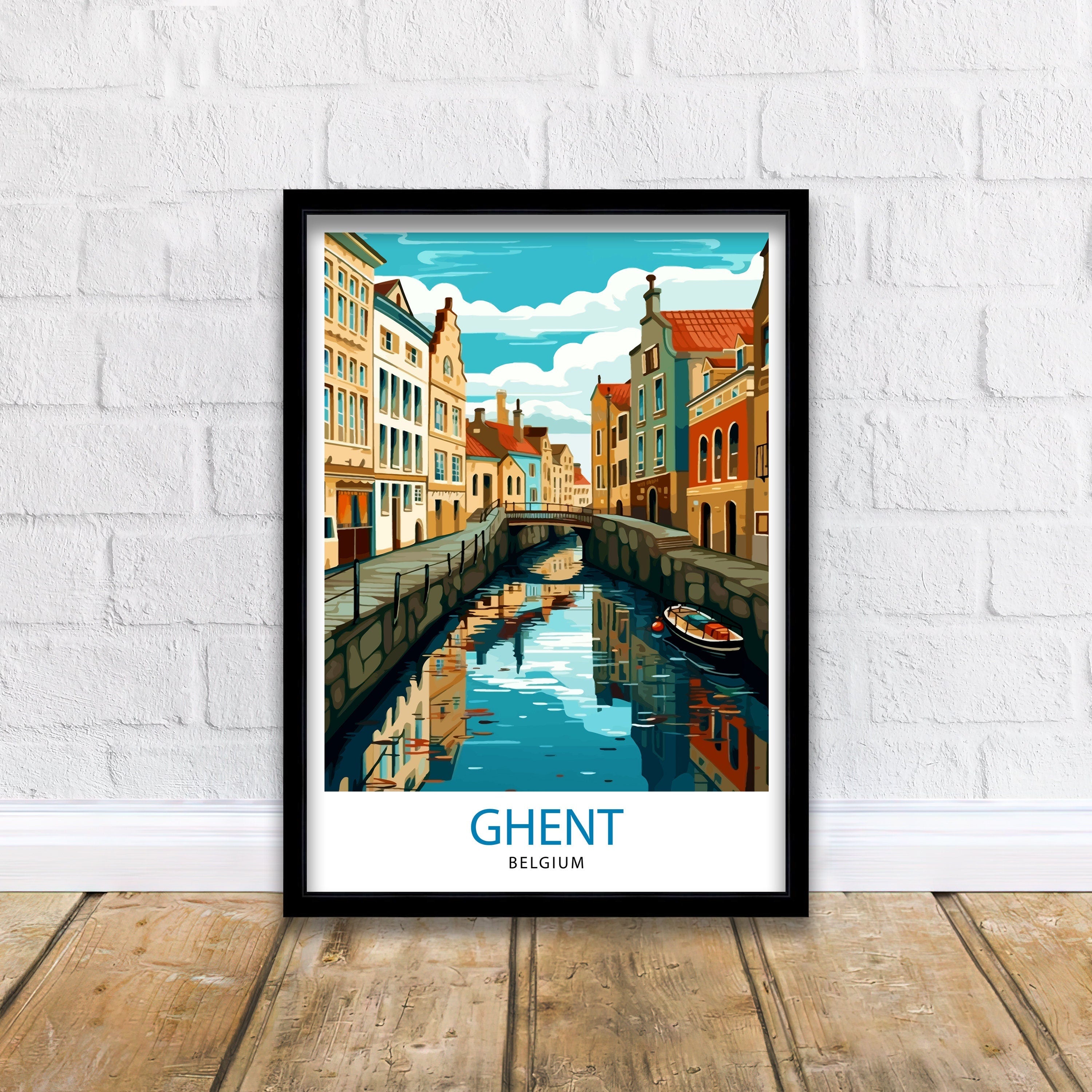 Ghent Belgium Travel Print Ghent Wall Decor Ghent Poster Belgium Travel Prints Ghent Art Print Ghent Illustration Ghent Wall Art Belgium