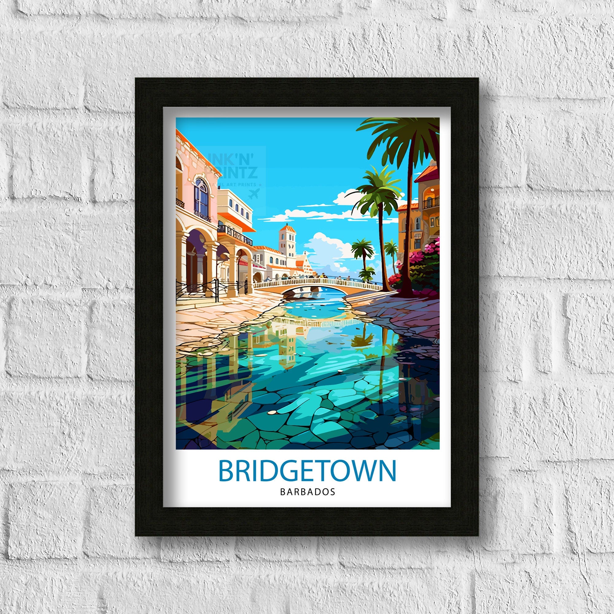 Bridgetown Barbados Travel Print Bridgetown Wall Decor Bridgetown Poster Barbados Travel Prints Bridgetown Art Print Bridgetown Illustration