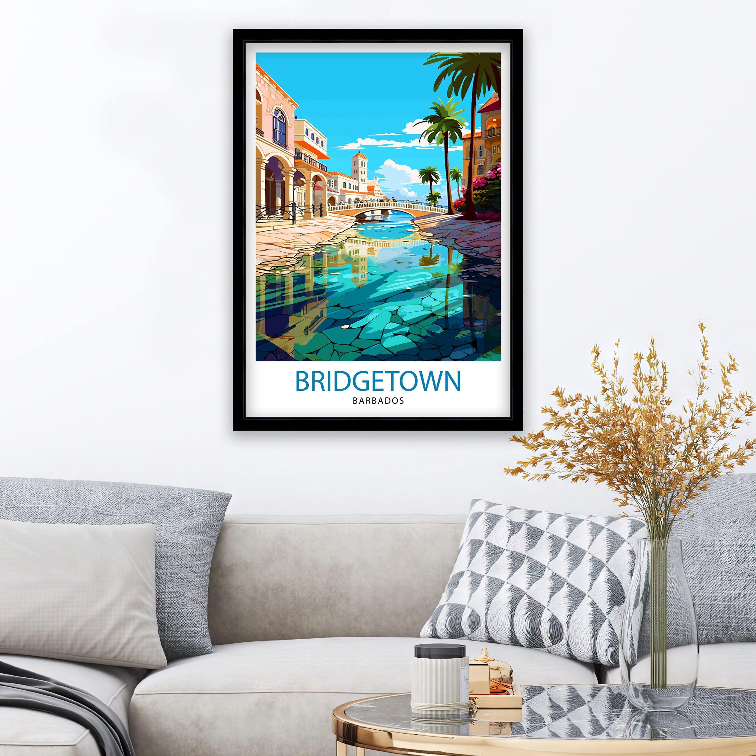 Bridgetown Barbados Travel Print Bridgetown Wall Decor Bridgetown Poster Barbados Travel Prints Bridgetown Art Print Bridgetown Illustration