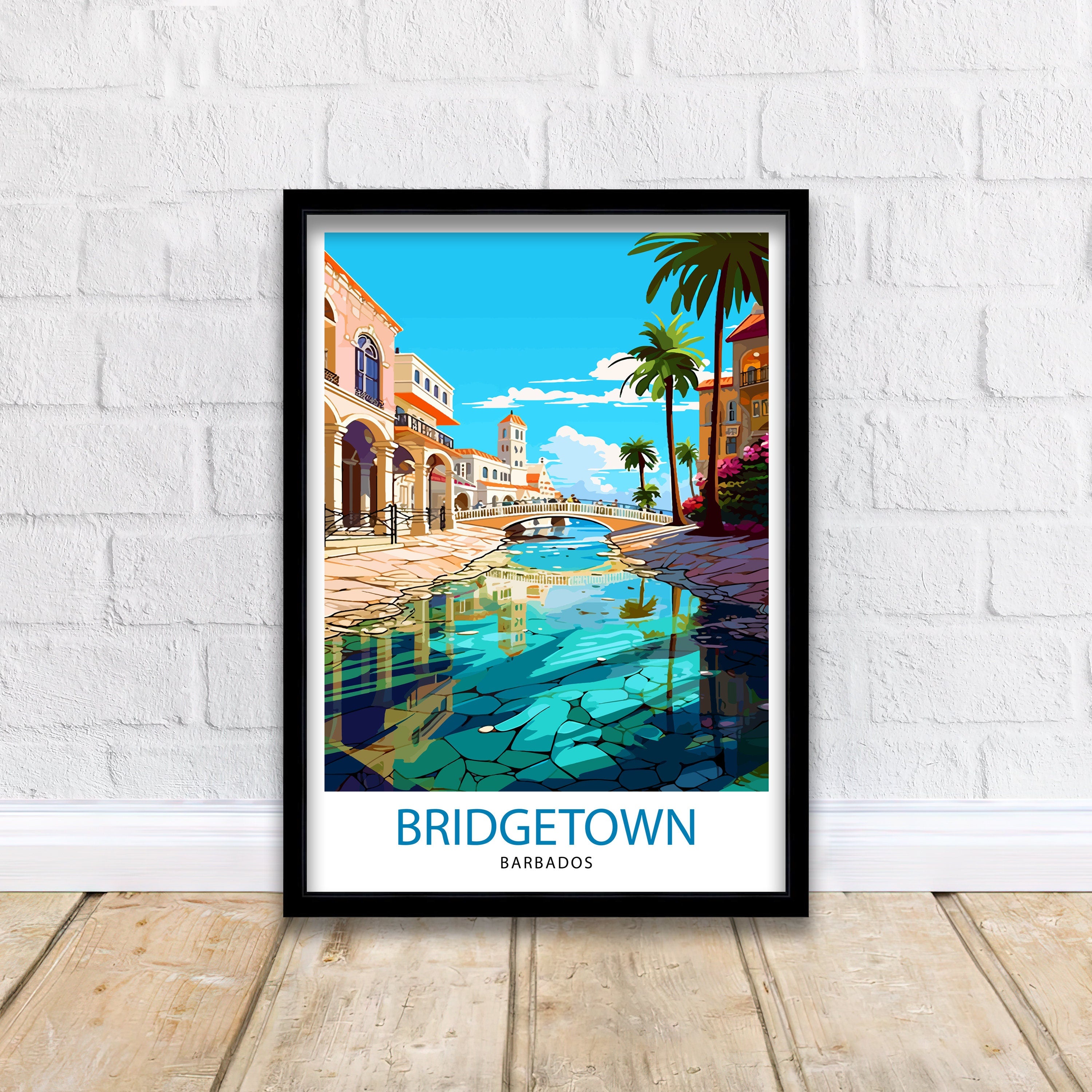Bridgetown Barbados Travel Print Bridgetown Wall Decor Bridgetown Poster Barbados Travel Prints Bridgetown Art Print Bridgetown Illustration