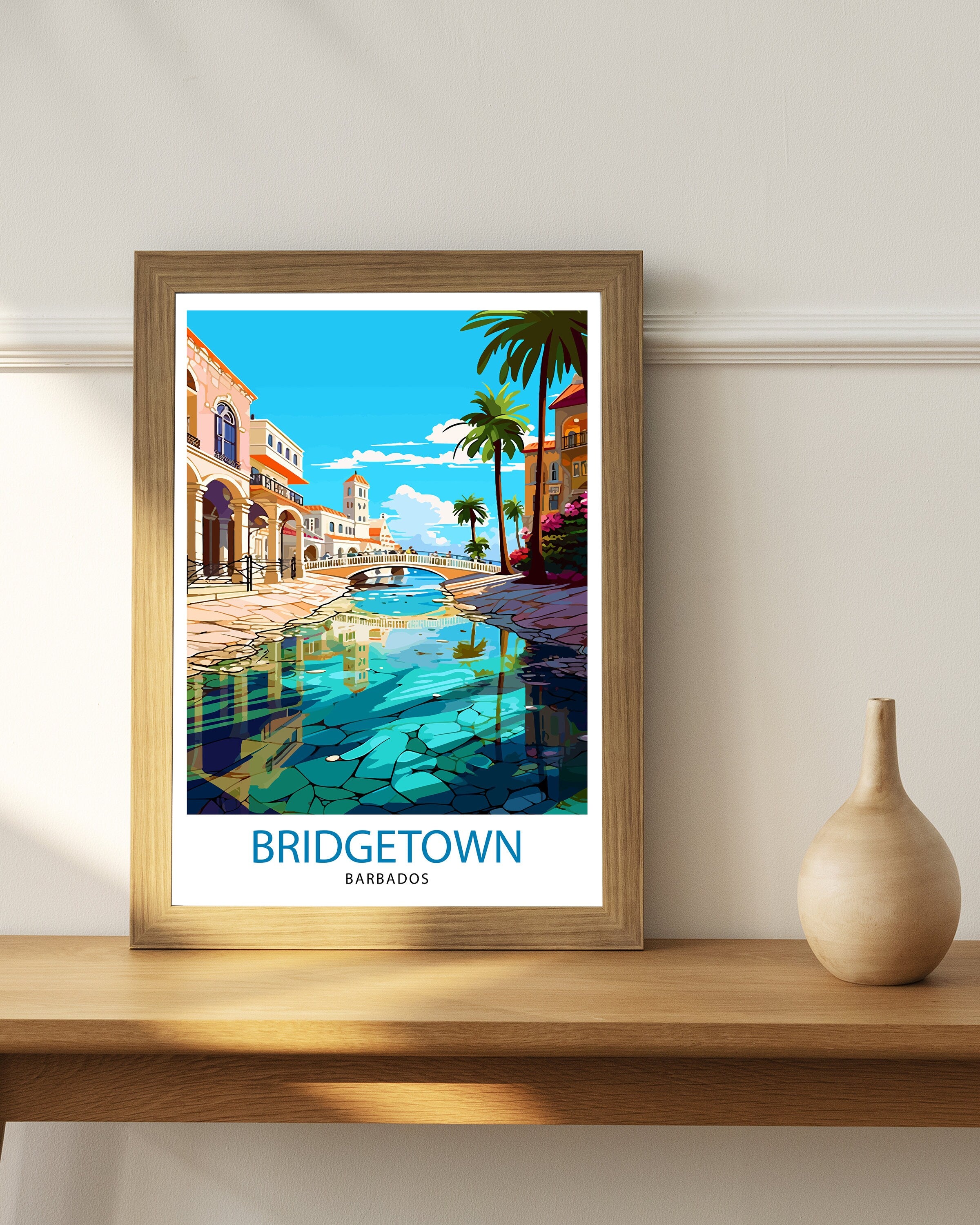 Bridgetown Barbados Travel Print Bridgetown Wall Decor Bridgetown Poster Barbados Travel Prints Bridgetown Art Print Bridgetown Illustration