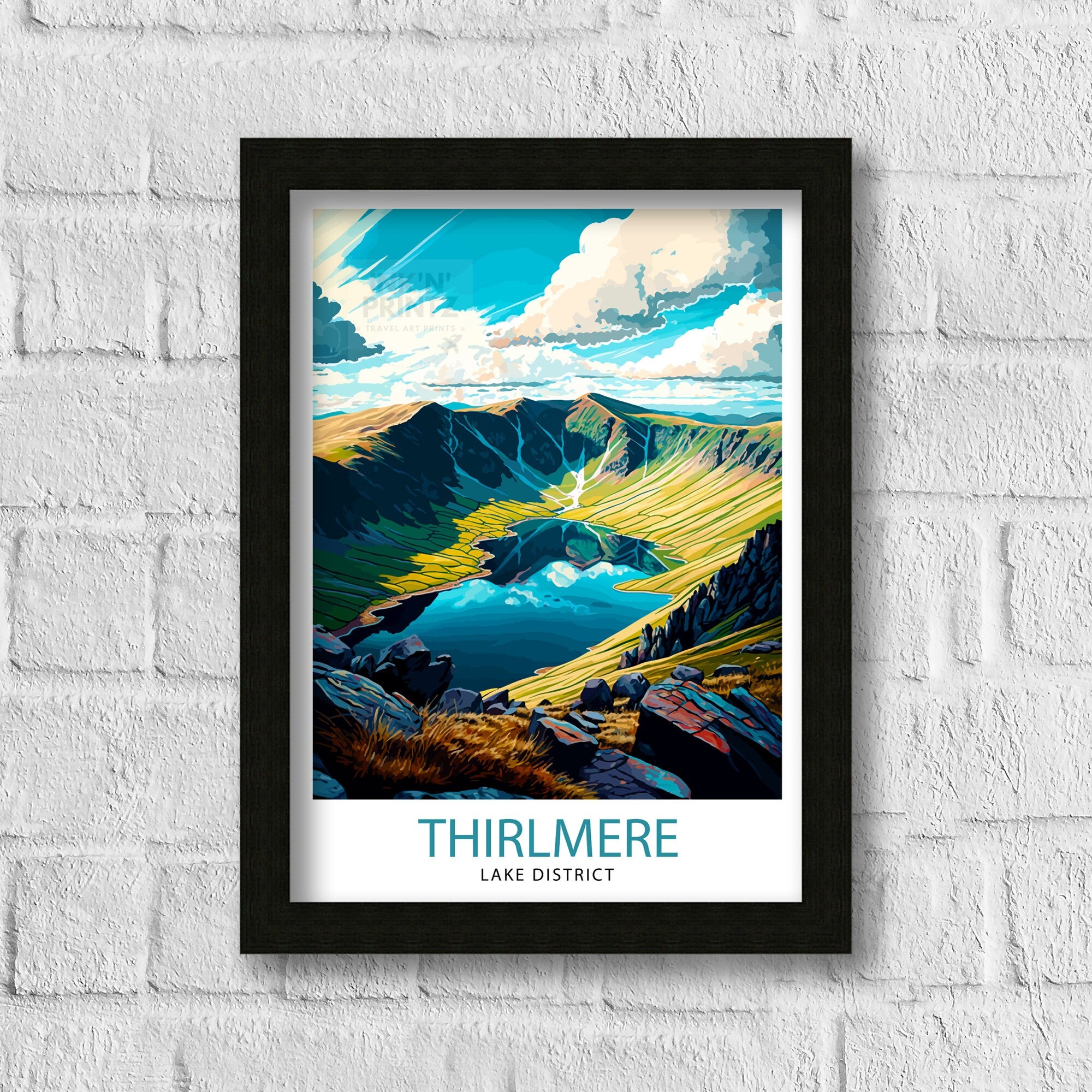 Thirlmere Lake District Travel Print Lake District Wall Decor Lake District Home Living Decor, Thirlmere Illustration Travel Poster Gift