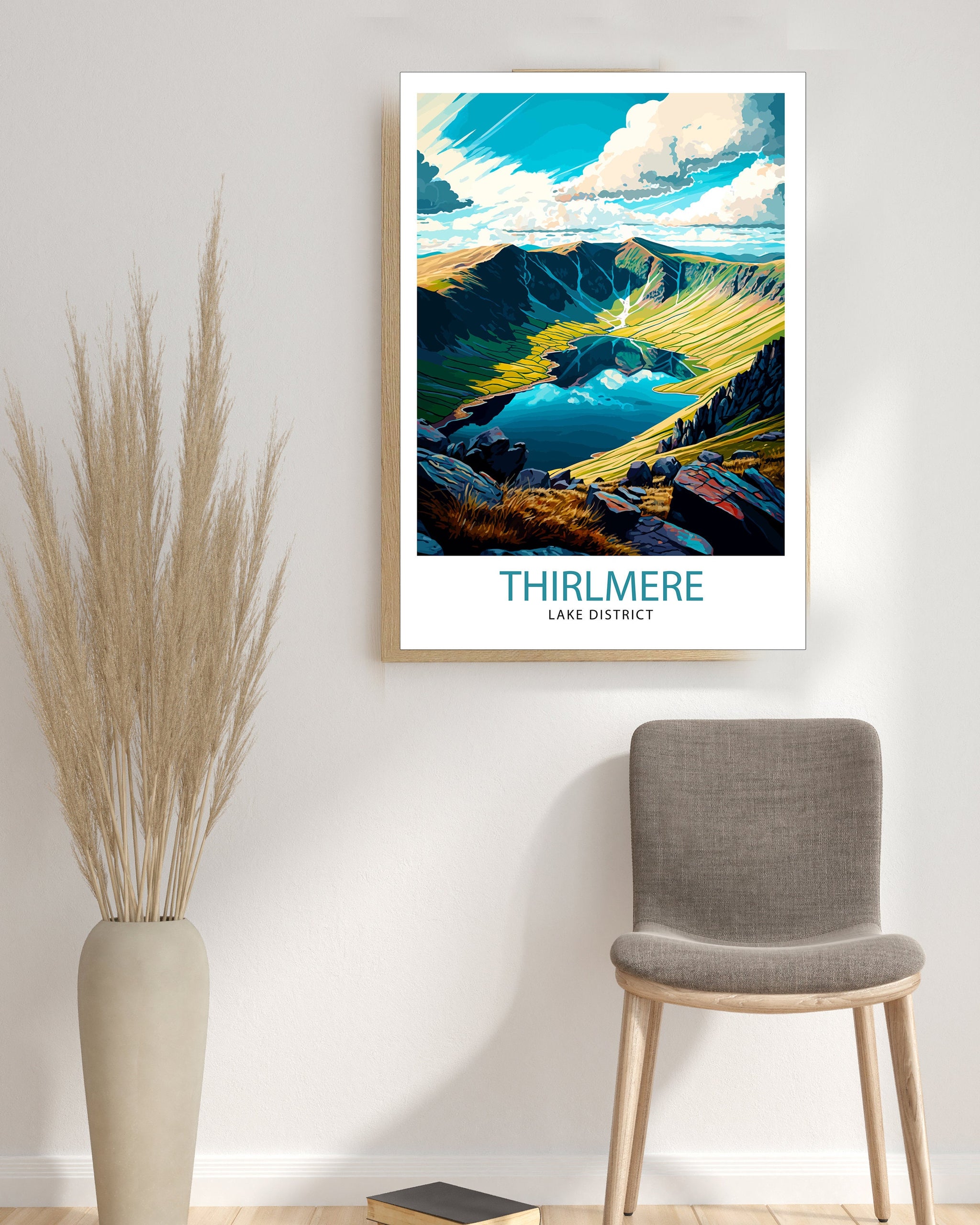 Thirlmere Lake District Travel Print Lake District Wall Decor Lake District Home Living Decor, Thirlmere Illustration Travel Poster Gift