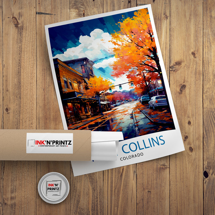 Fort Collins Colorado Travel Print Colorado Wall Decor Fort Collins Poster Rocky Mountain Travel Prints Colorado Art Print Fort Collins