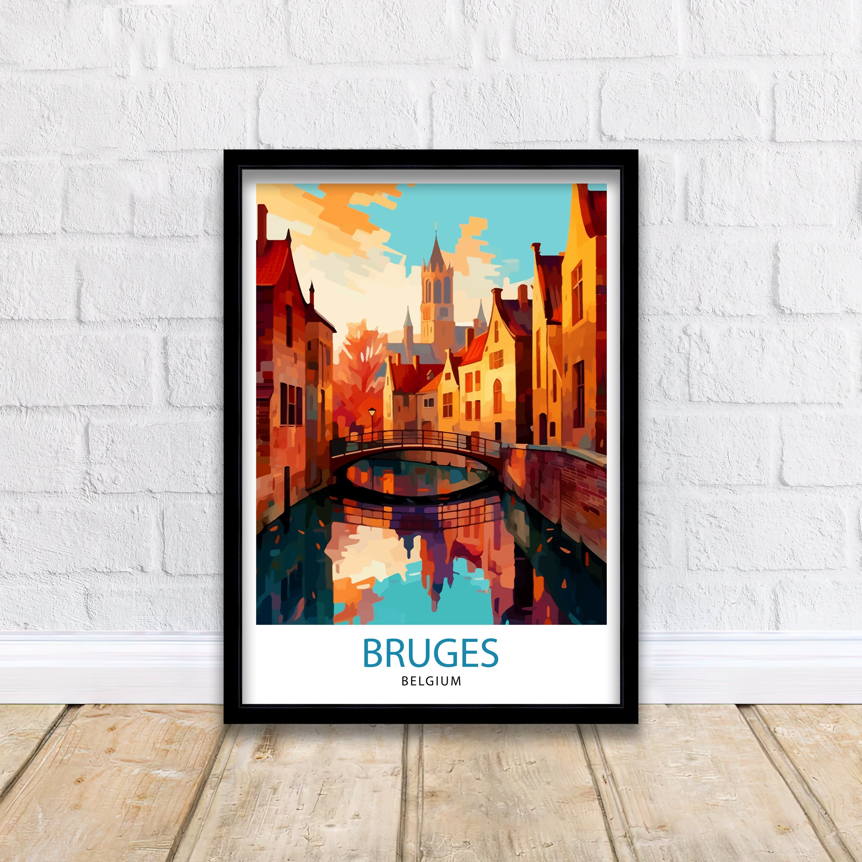 Bruges Belgium Travel Print Bruges Wall Decor Bruges Poster Belgium Travel Prints Bruges Art Print - Bruges Illustration Bruges