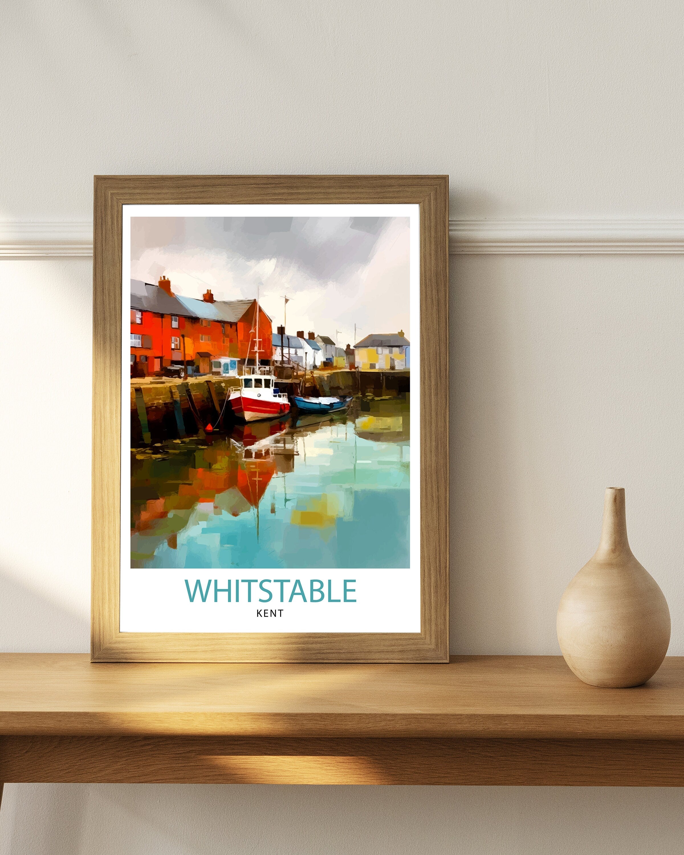 Whitstable Harbour Travel Print Whitstable Wall Decor Whitstable Poster Coastal Travel Prints Whitstable Art Print Whitstable Illustration