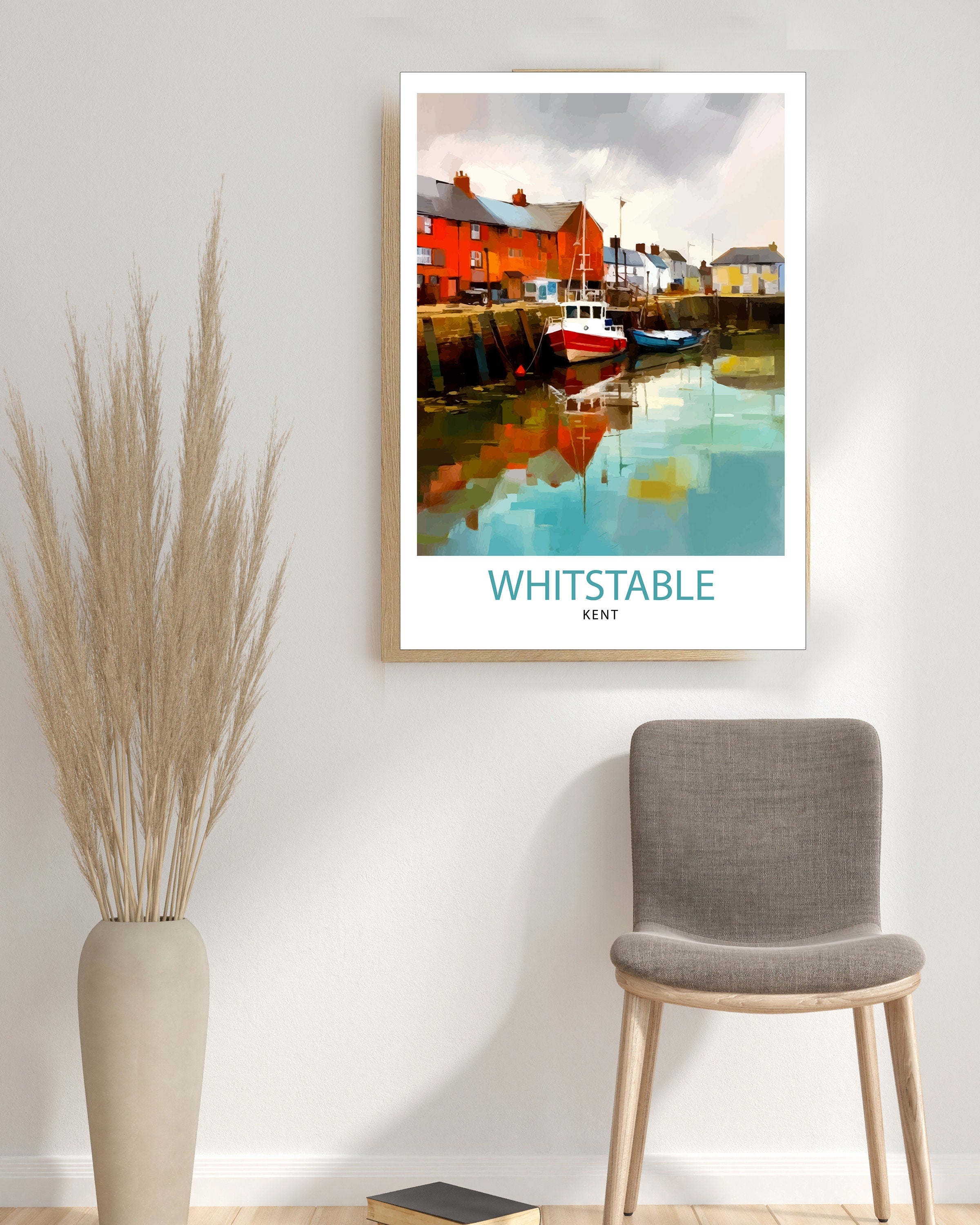 Whitstable Harbour Travel Print Whitstable Wall Decor Whitstable Poster Coastal Travel Prints Whitstable Art Print Whitstable Illustration