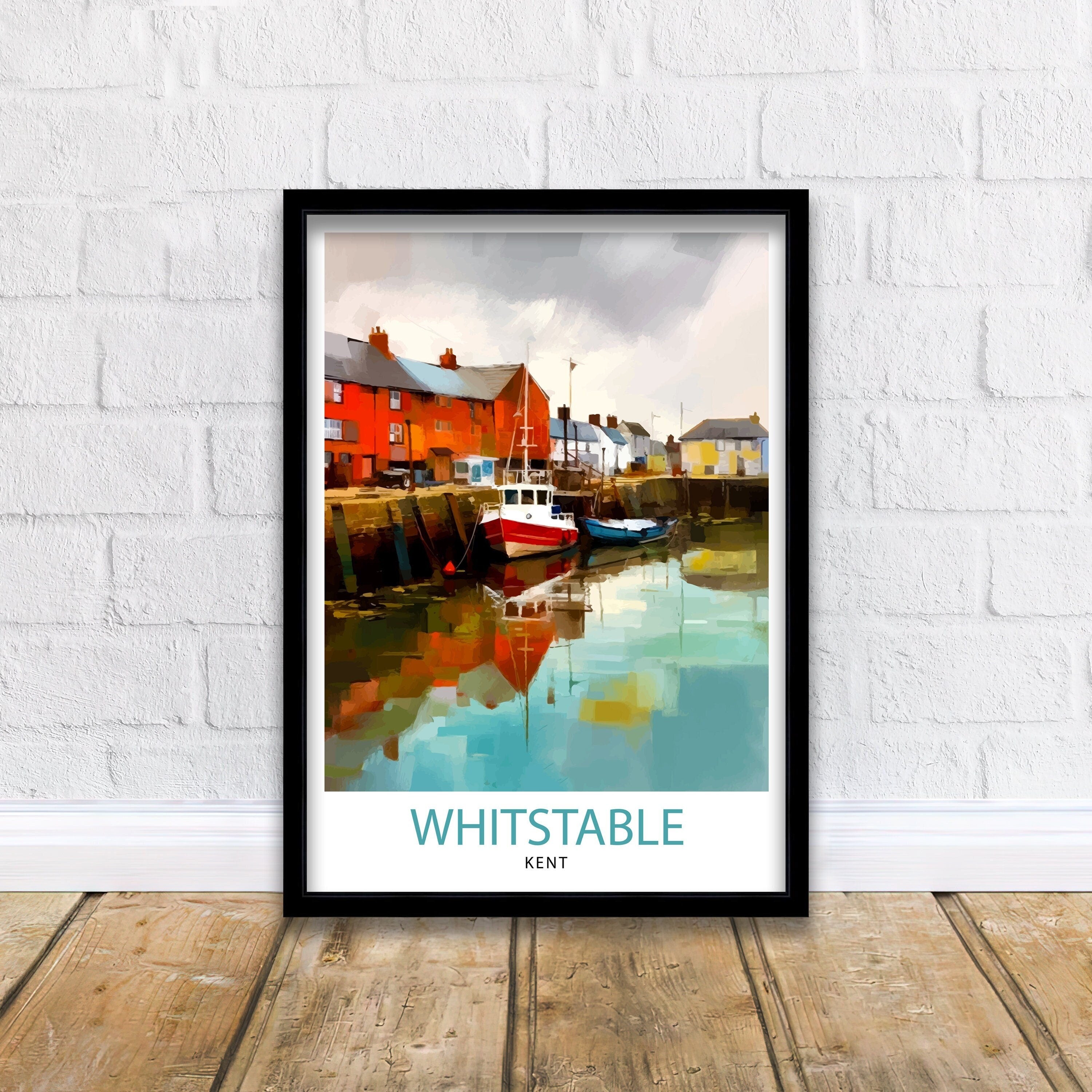 Whitstable Harbour Travel Print Whitstable Wall Decor Whitstable Poster Coastal Travel Prints Whitstable Art Print Whitstable Illustration