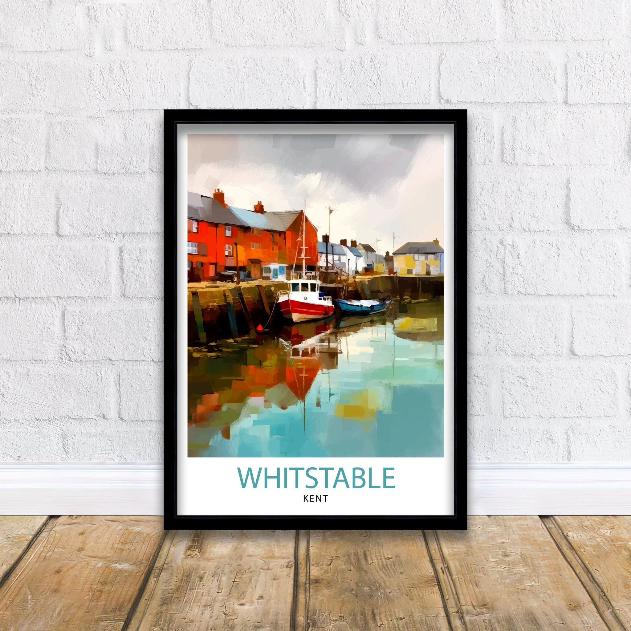 Whitstable Harbour Travel Print Whitstable Wall Decor Whitstable Poster Coastal Travel Prints Whitstable Art Print Whitstable Illustration