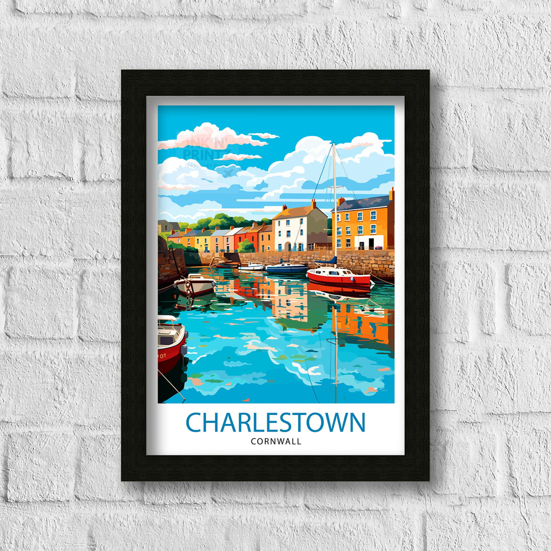 Charlestown Harbour Cornwall Travel Poster Cornwall