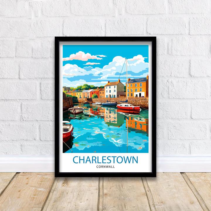 Charlestown Harbour Cornwall Travel Poster Cornwall