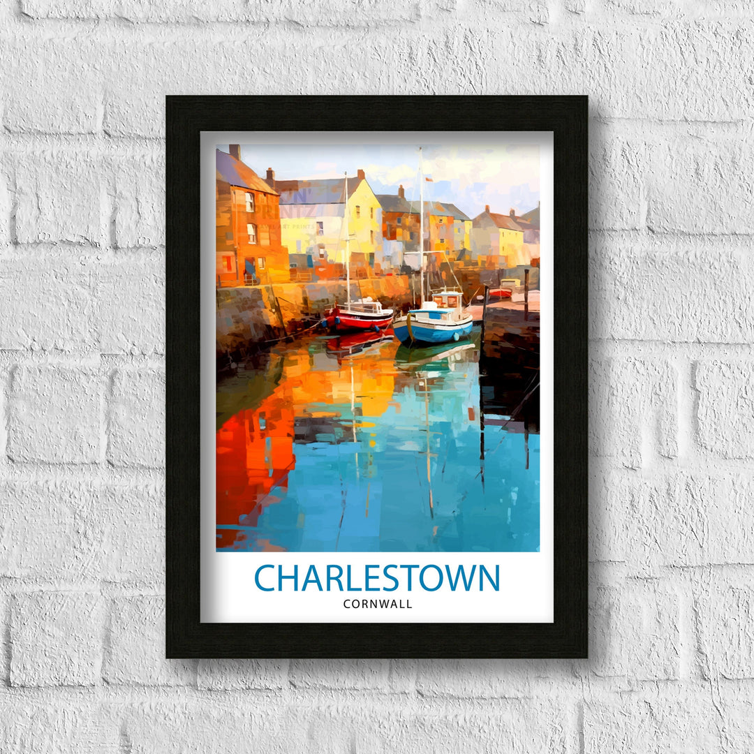 Charlestown Harbour Cornwall Travel Poster Cornwall