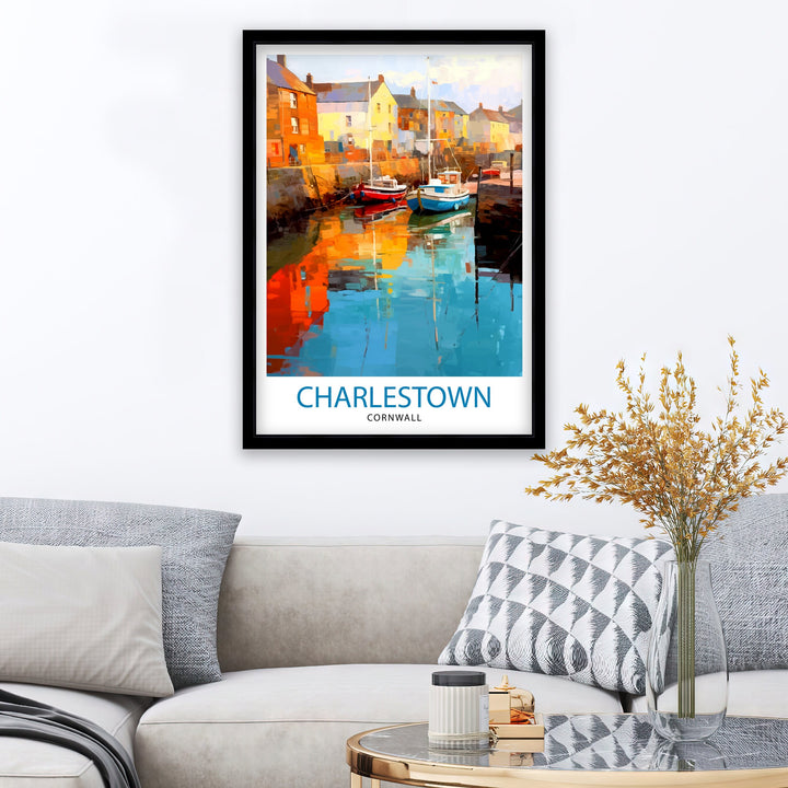 Charlestown Harbour Cornwall Travel Poster Cornwall