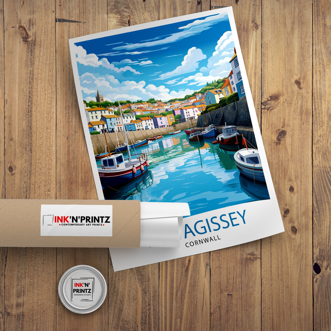 Mevagissey Cornwall Travel Poster Mevagissey