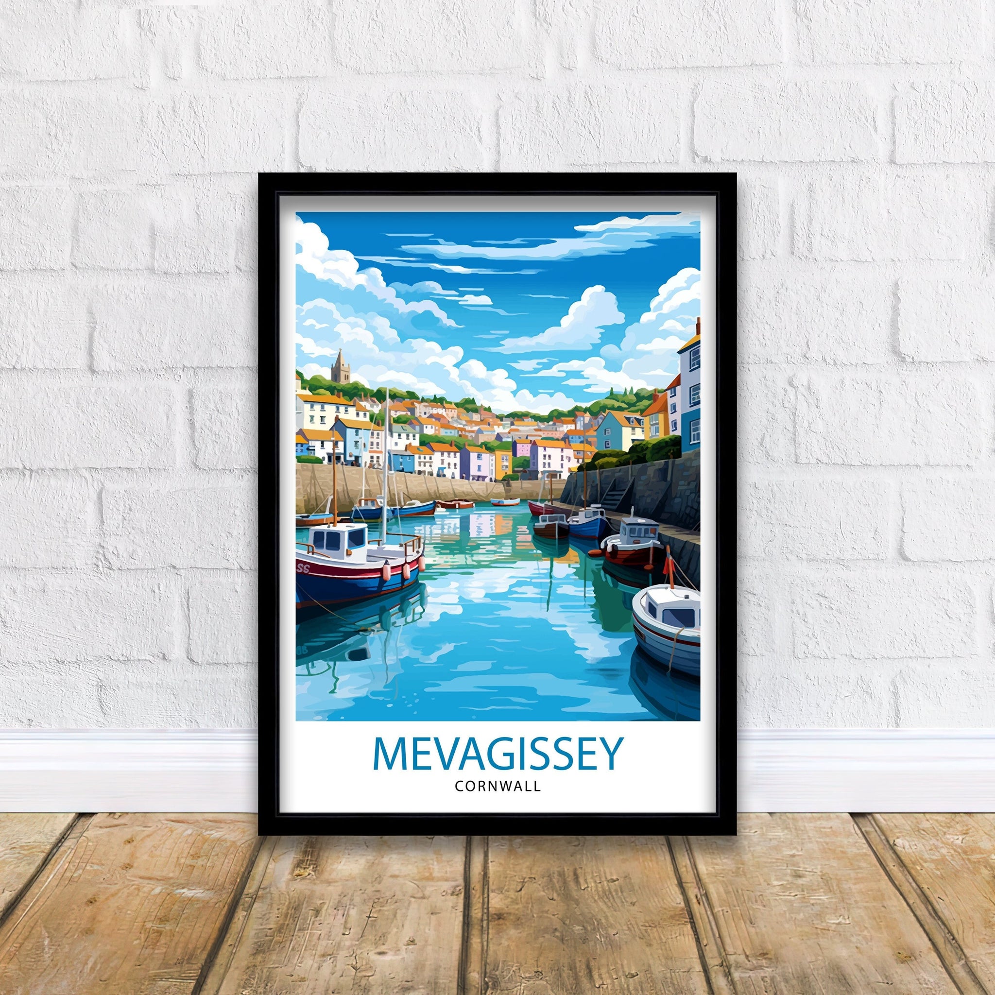 Mevagissey Cornwall Travel Poster Mevagissey