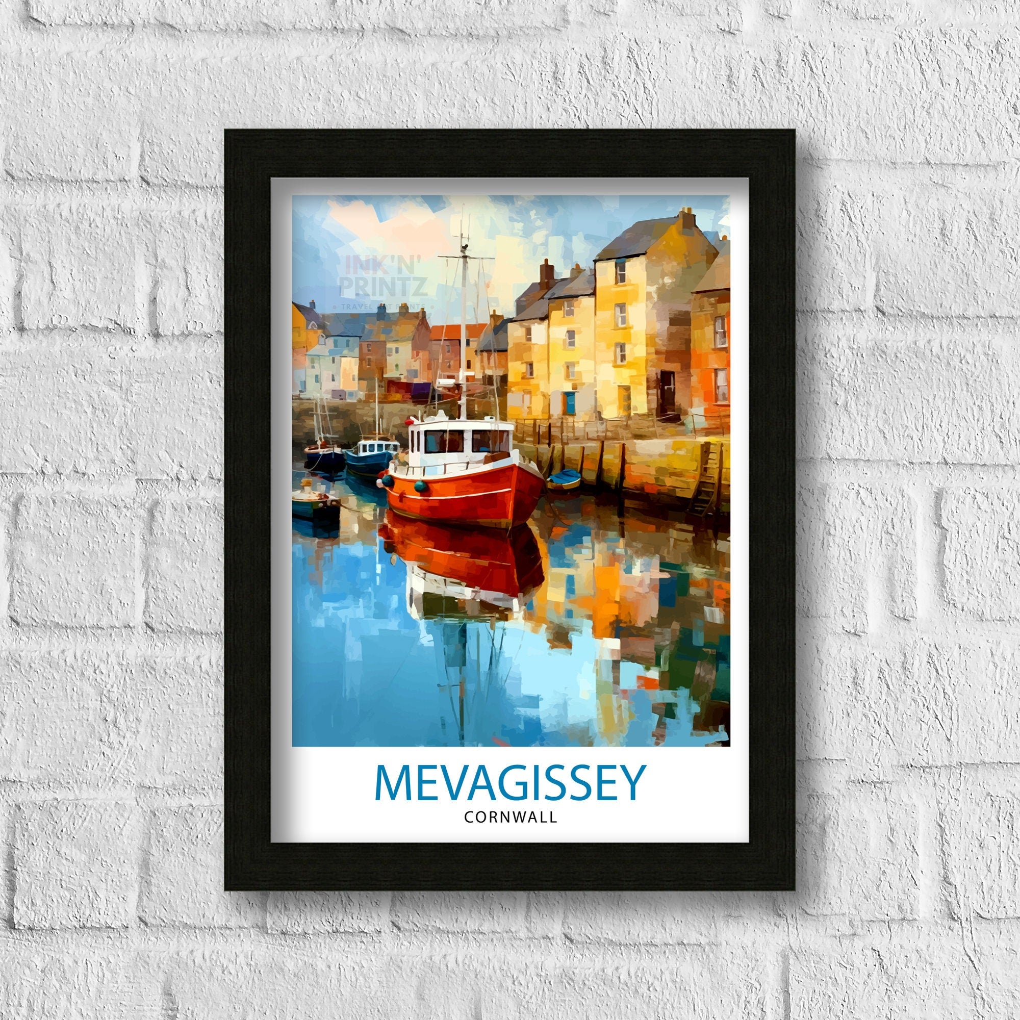Mevagissey Cornwall Travel Print Mevagissey Wall Decor Mevagissey Poster Cornwall Travel Prints Mevagissey Art Print Mevagissey Illustration