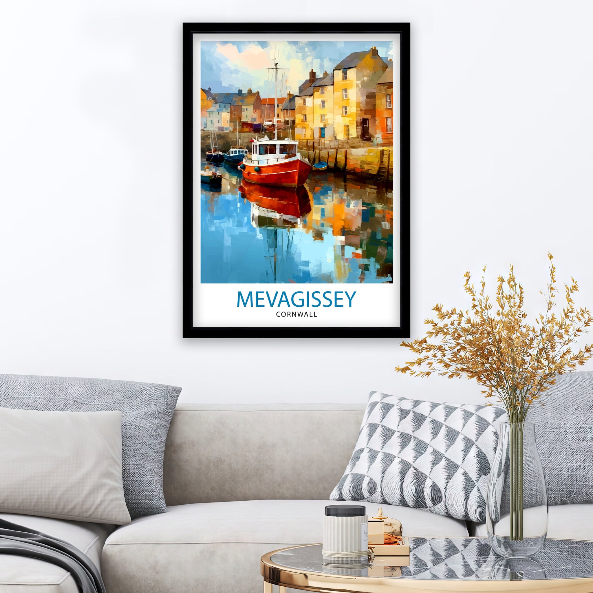 Mevagissey Cornwall Travel Print Mevagissey Wall Decor Mevagissey Poster Cornwall Travel Prints Mevagissey Art Print Mevagissey Illustration