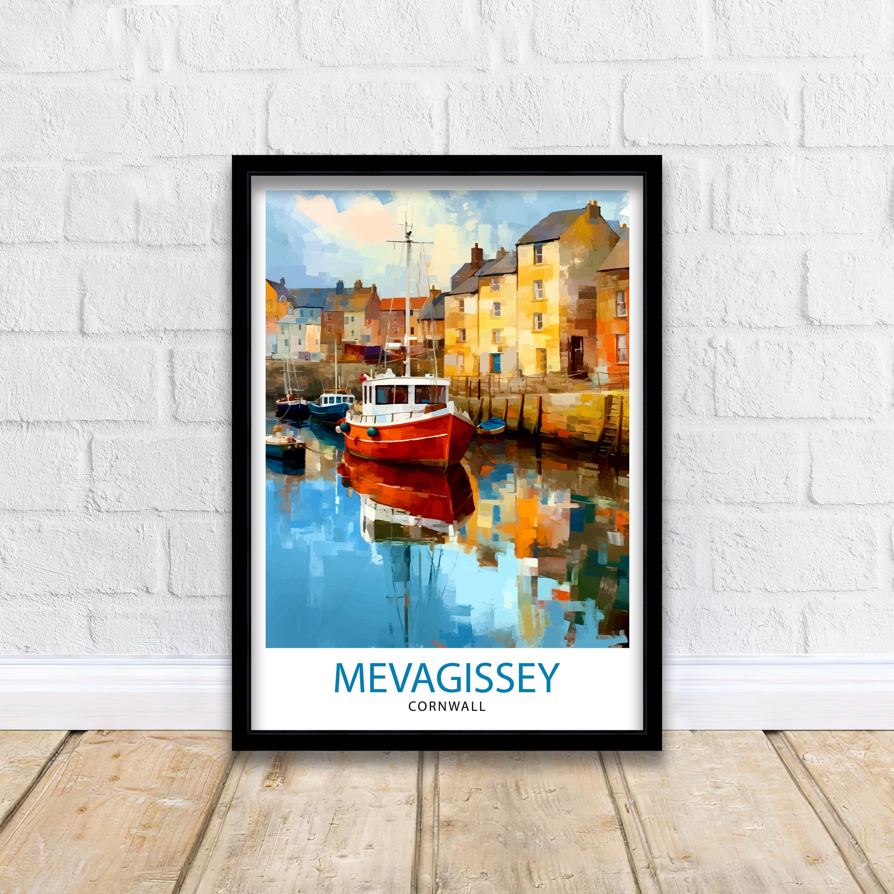 Mevagissey Cornwall Travel Print Mevagissey Wall Decor Mevagissey Poster Cornwall Travel Prints Mevagissey Art Print Mevagissey Illustration